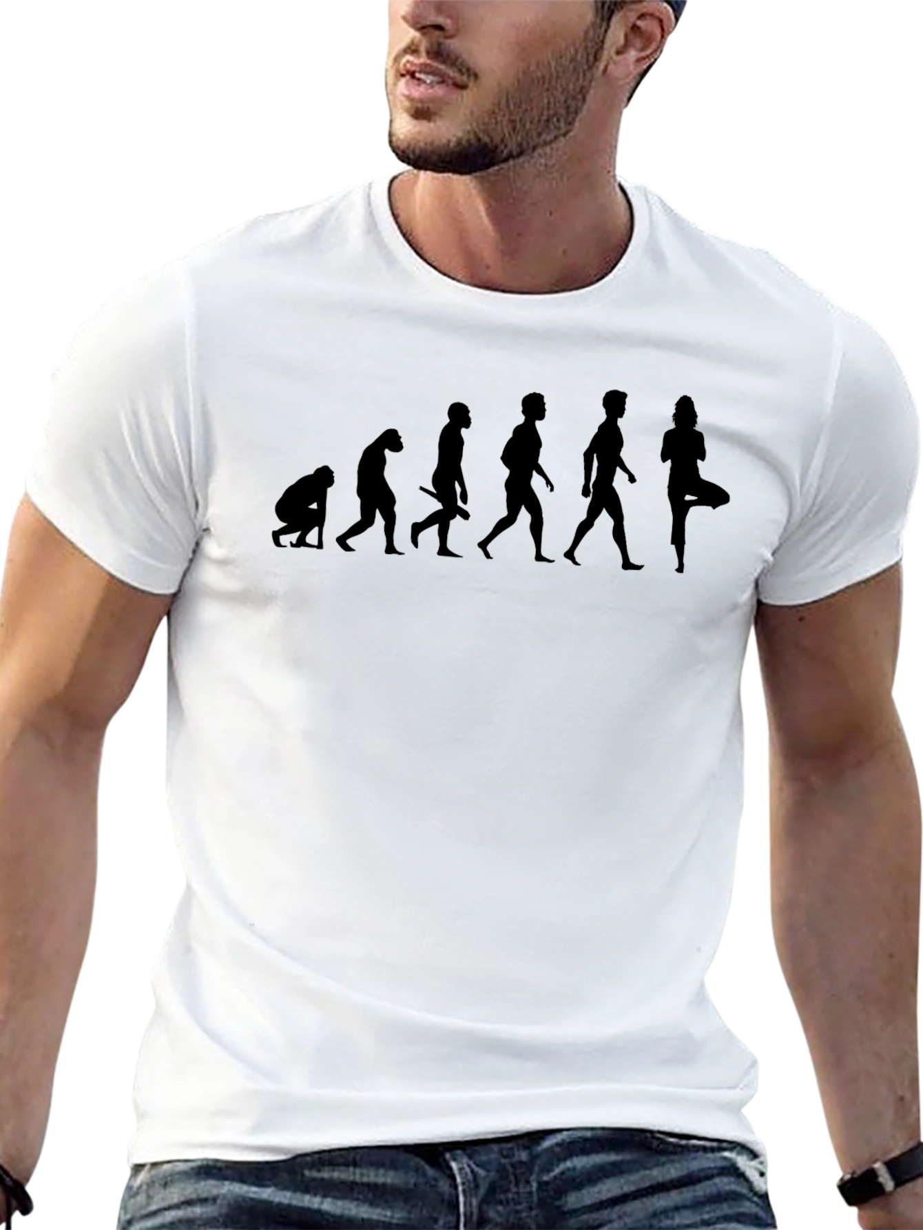 Black Evolution of Yoga T-Shirt: Funny Unisex Tee view 13