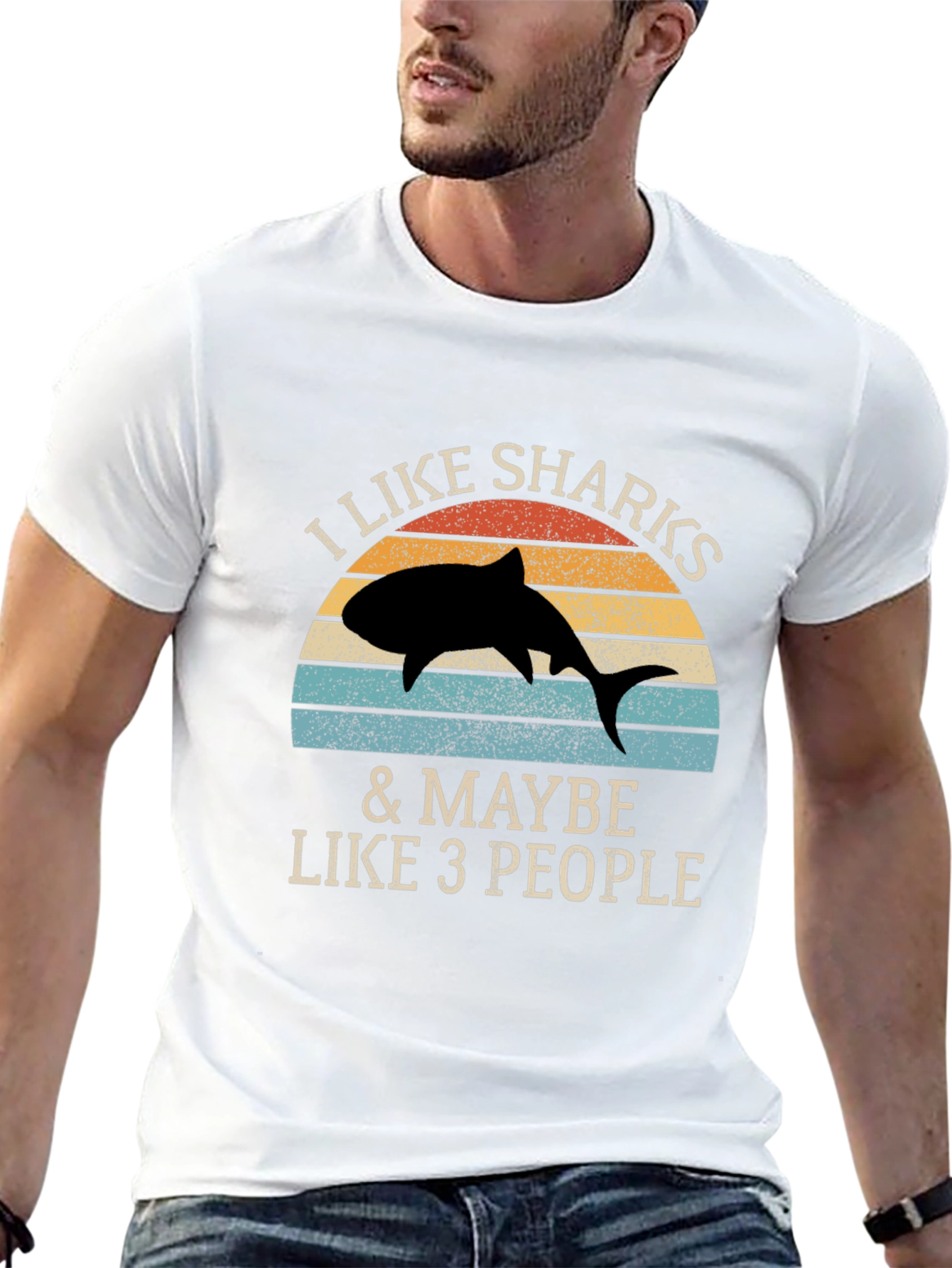 Black I Like Sharks & Maybe Like 3 People T-Shirt view 13