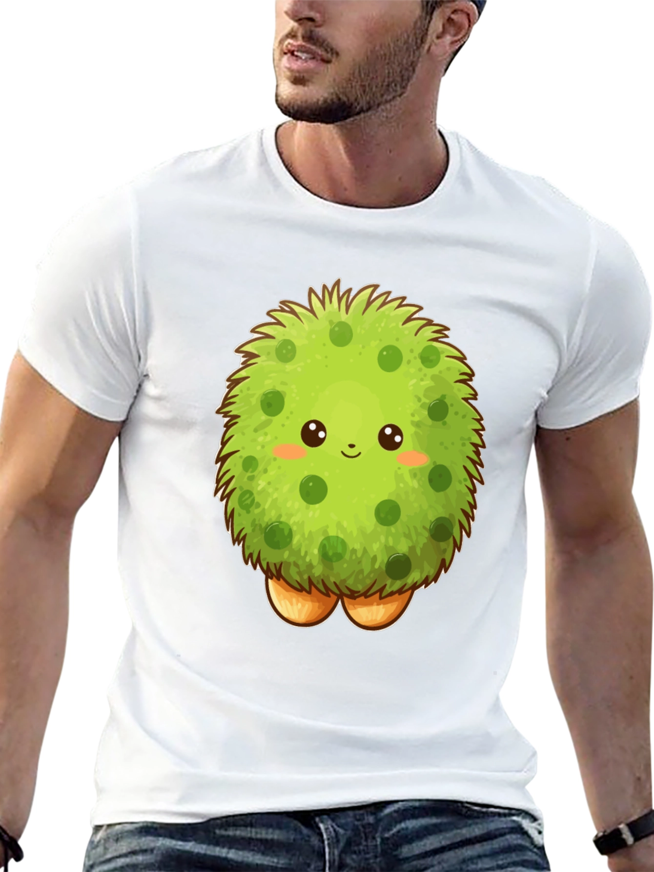 Black Cute Fluffy Green Monster Graphic T-Shirt view 13