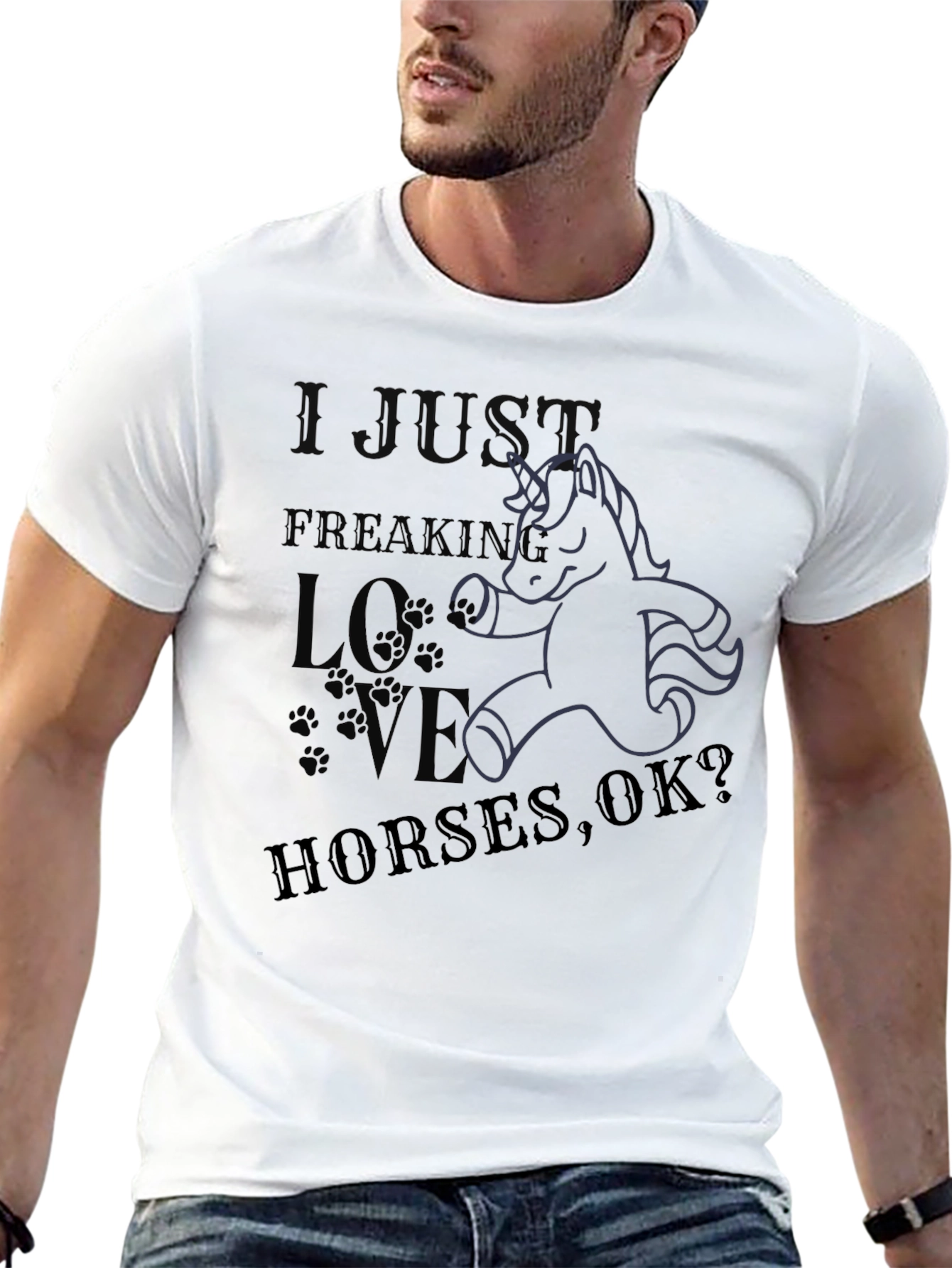 Black I Just Freaking Love Horses, OK? T-Shirt view 13