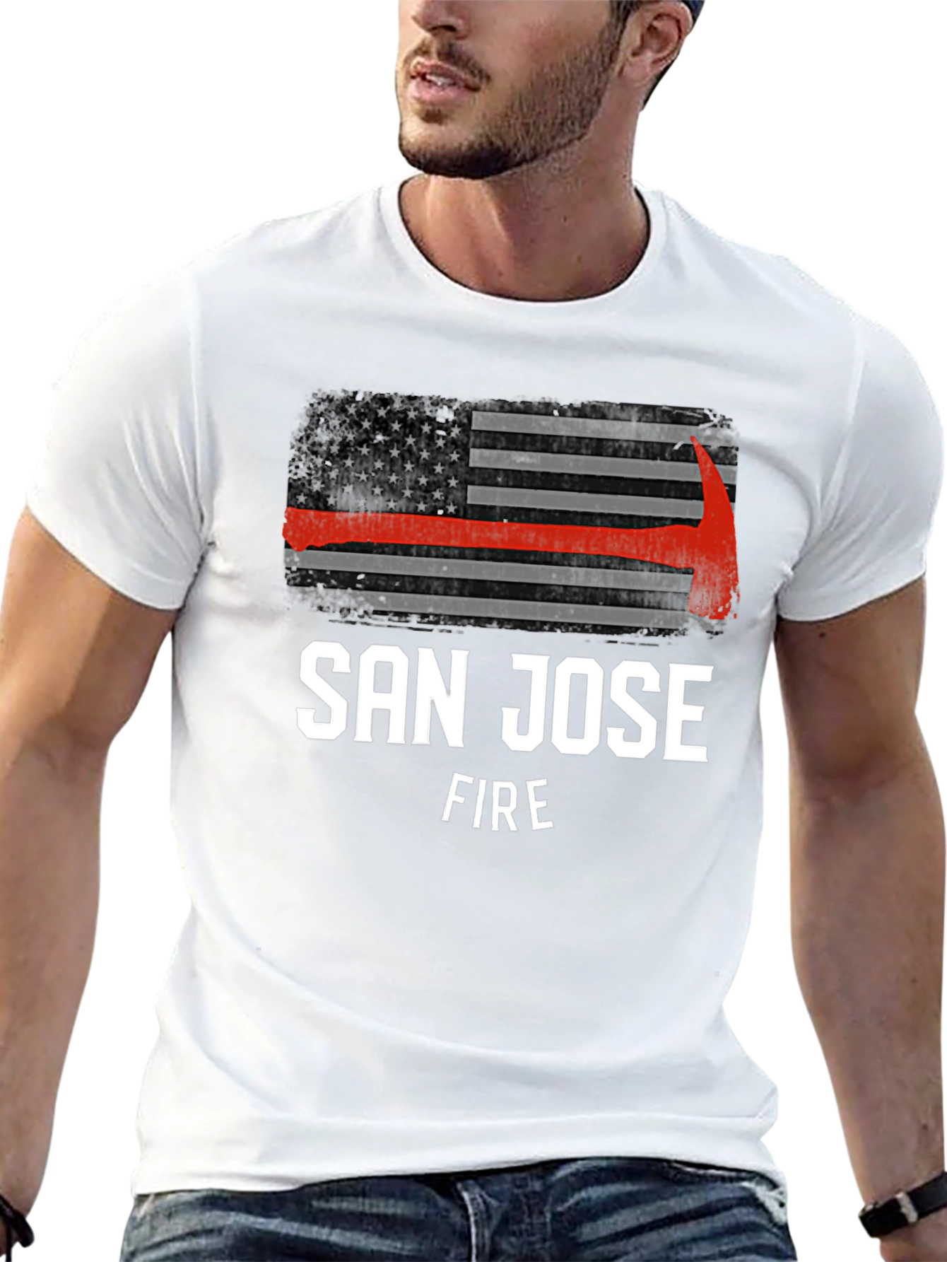 Black San Jose Fire T-Shirt - Thin Red Line Axe view 13