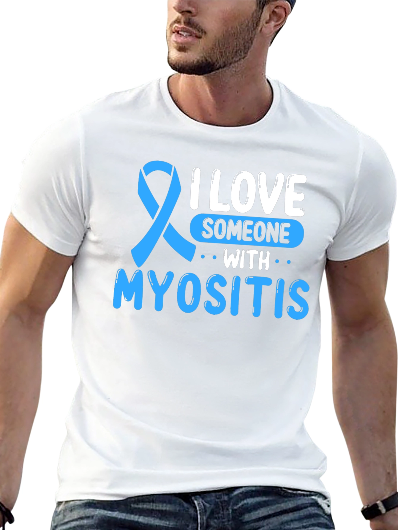 I Love Someone With Myositis Awareness Ribbon T-Shirt - 13