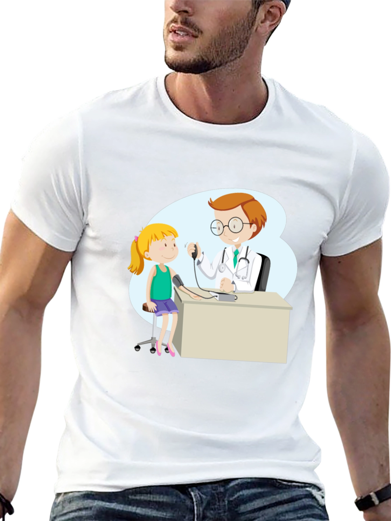 Black Doctor Visit Graphic Tee - Black Cotton Blend T-Shirt view 13