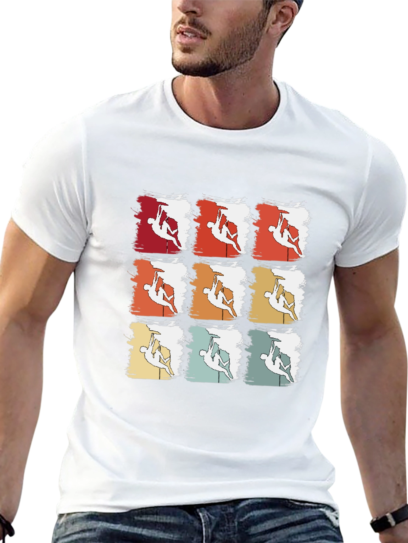 Black Retro Rock Climbing T-Shirt - Nine Climber Design view 13
