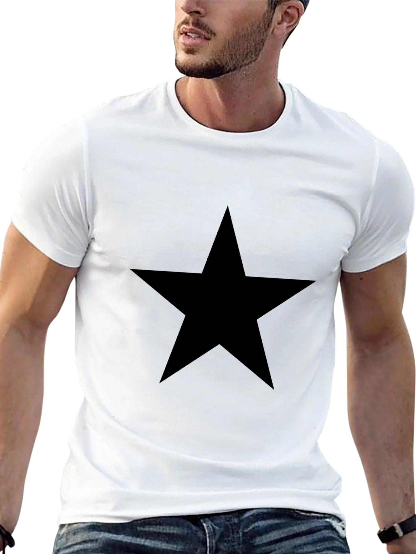 Black Black Star Graphic Tee - Mens Casual Shirt view 13
