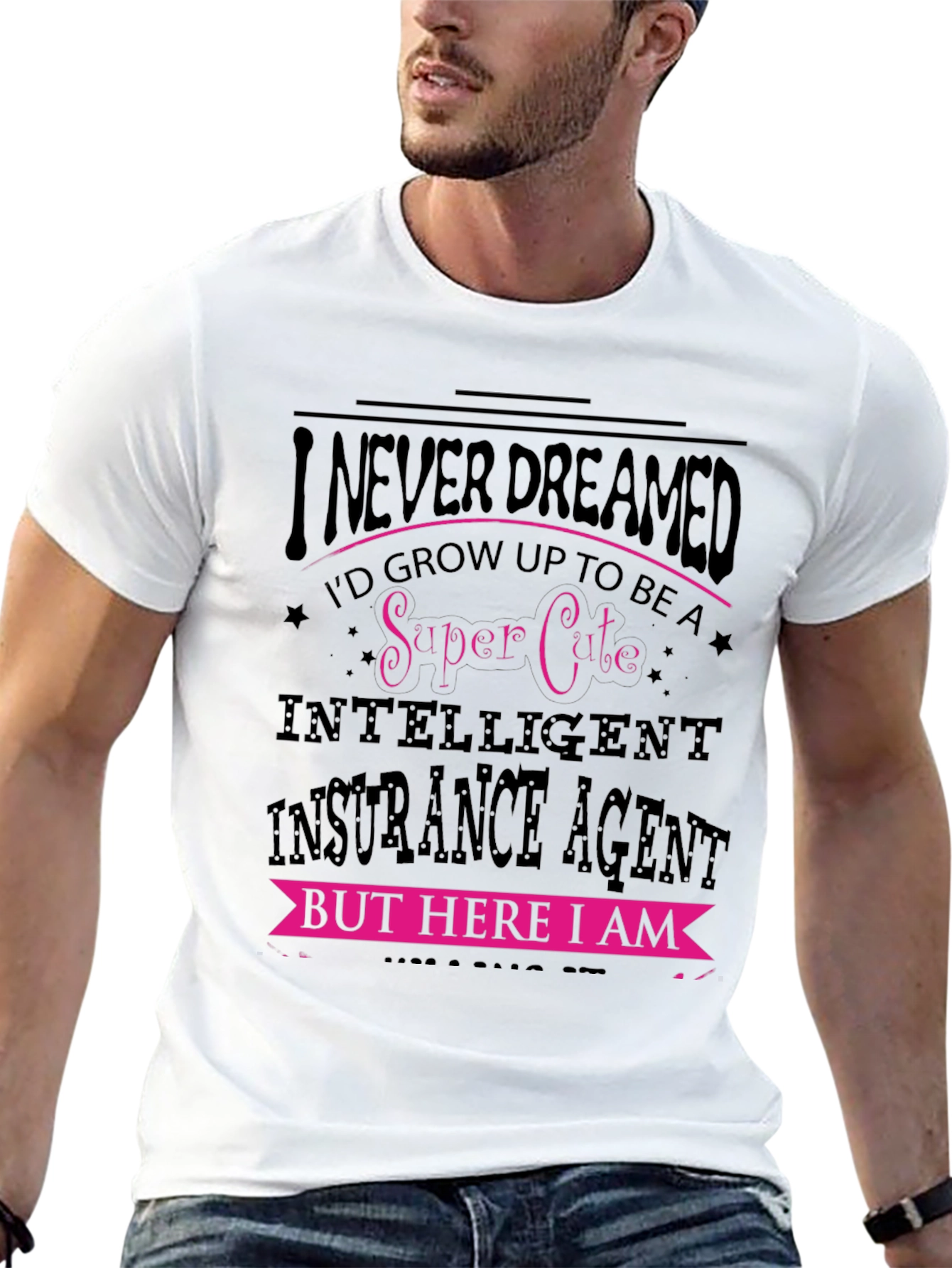 Black Super Cute Insurance Agent Graphic Tee view 13