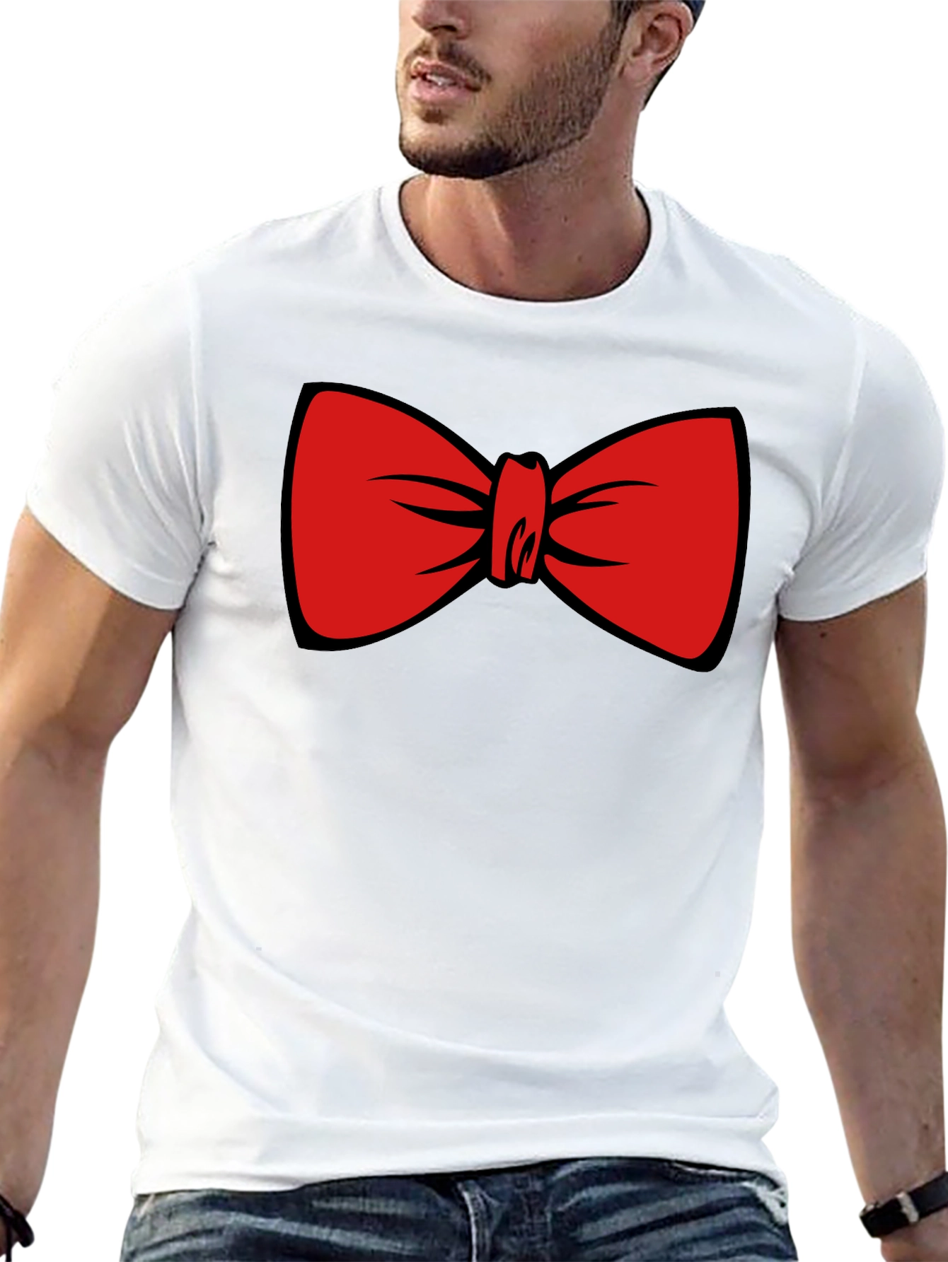 Black Red Bowtie Graphic Black T-Shirt view 13