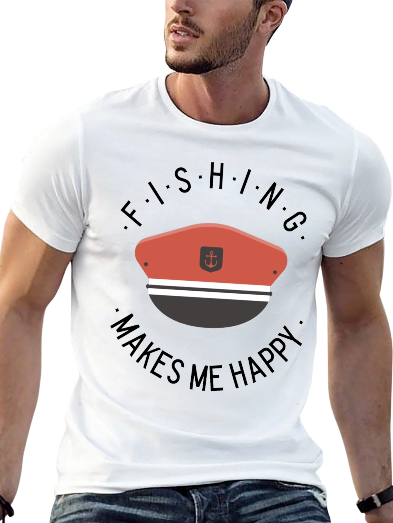 Black Fishing Makes Me Happy T-Shirt view 13