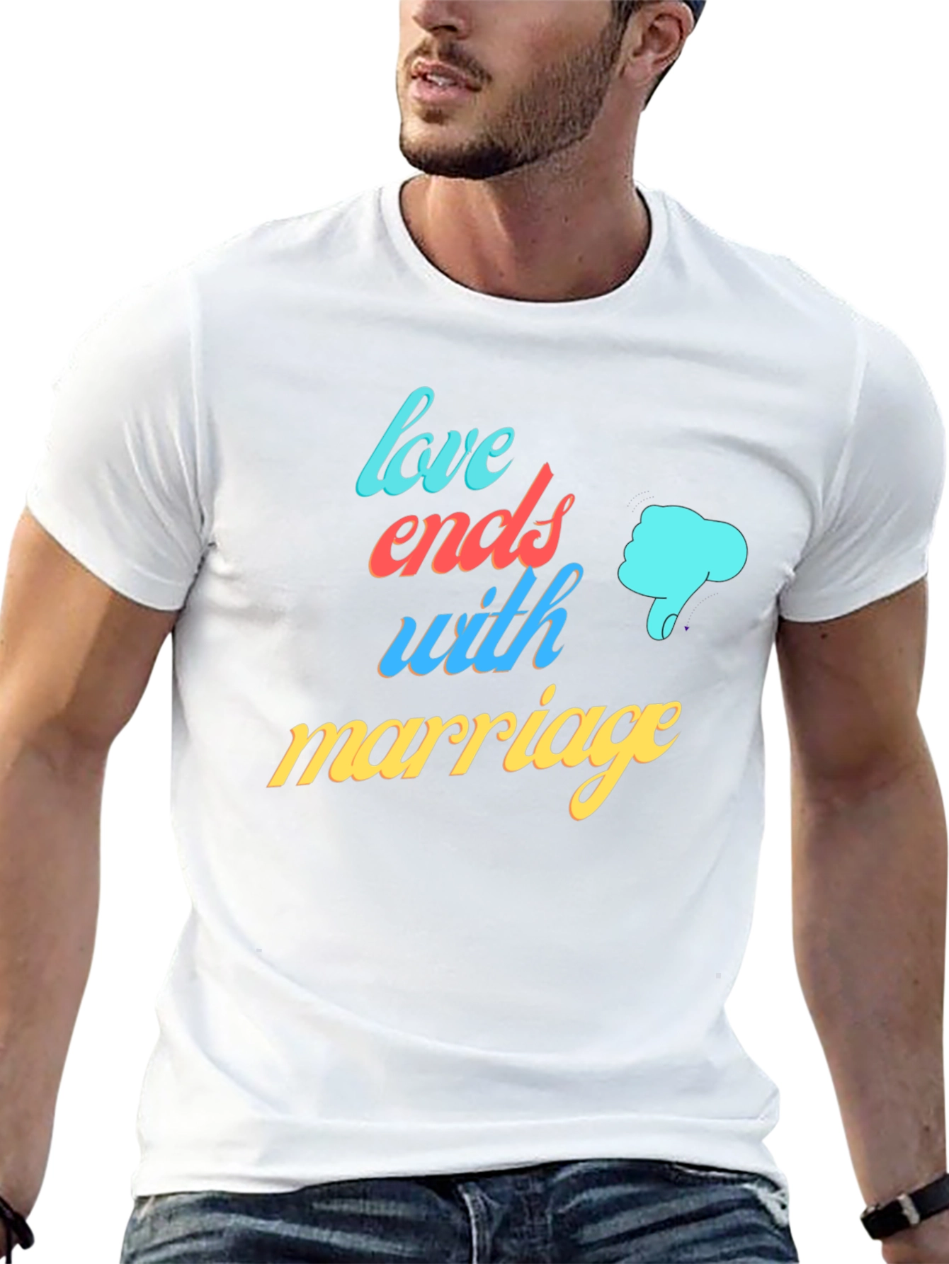 Black Love Ends with Marriage Humor T-Shirt view 13