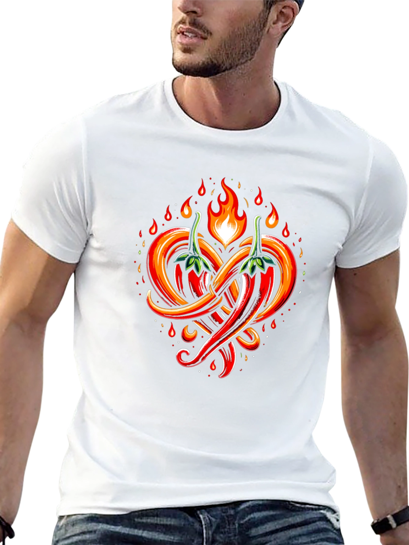 Black Spicy Chili Heart Graphic Tee - Black view 13