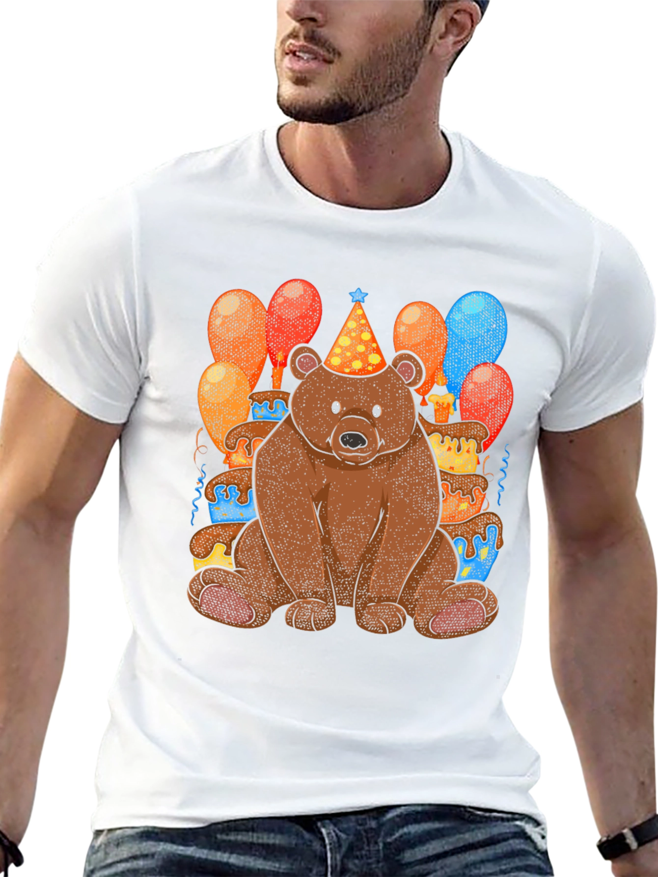 Black Birthday Bear T-Shirt: Cute Cartoon Animal Tee view 13