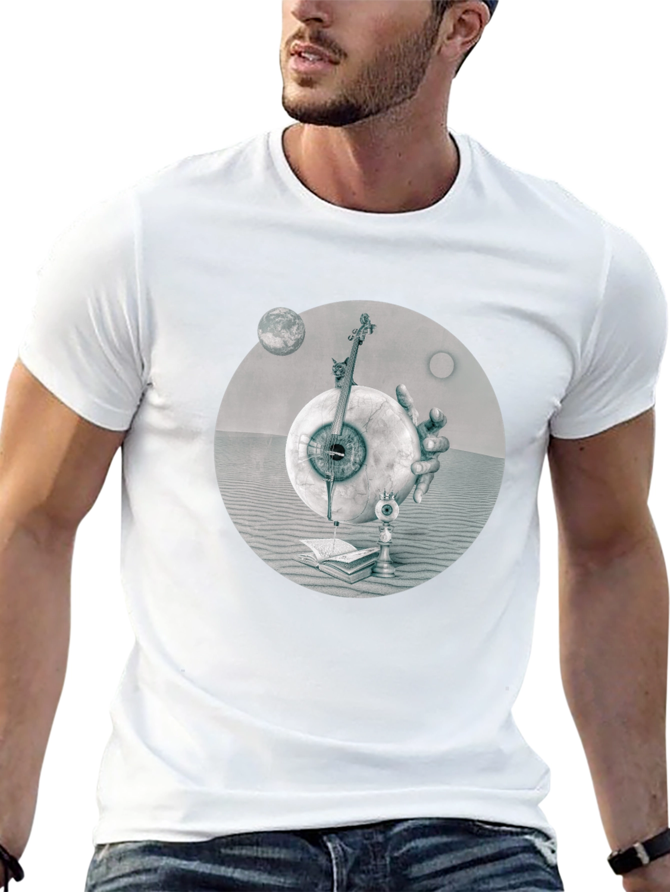 Black Surreal Eye & Violin Graphic Tee view 13