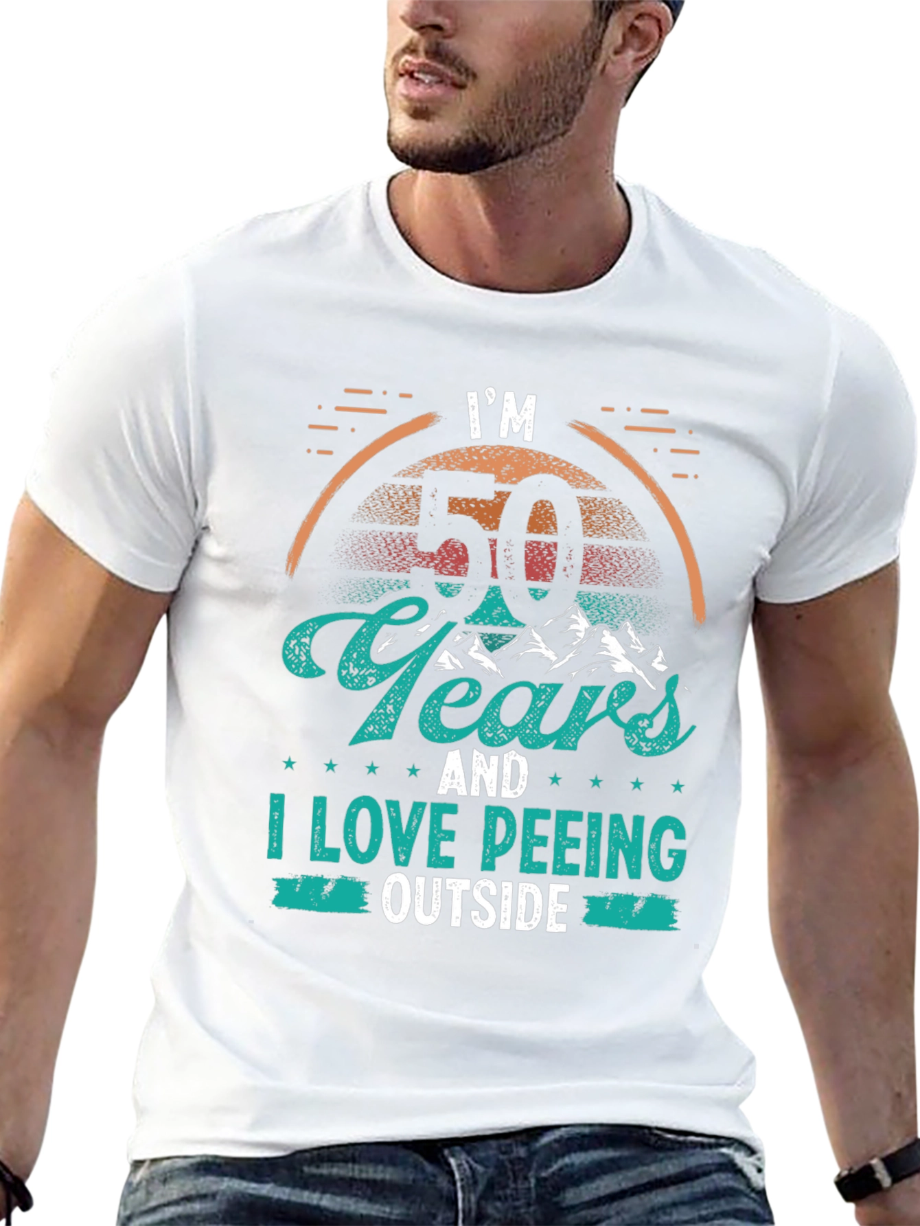 Black Funny 50th Birthday Peeling Outdoors T-Shirt view 13