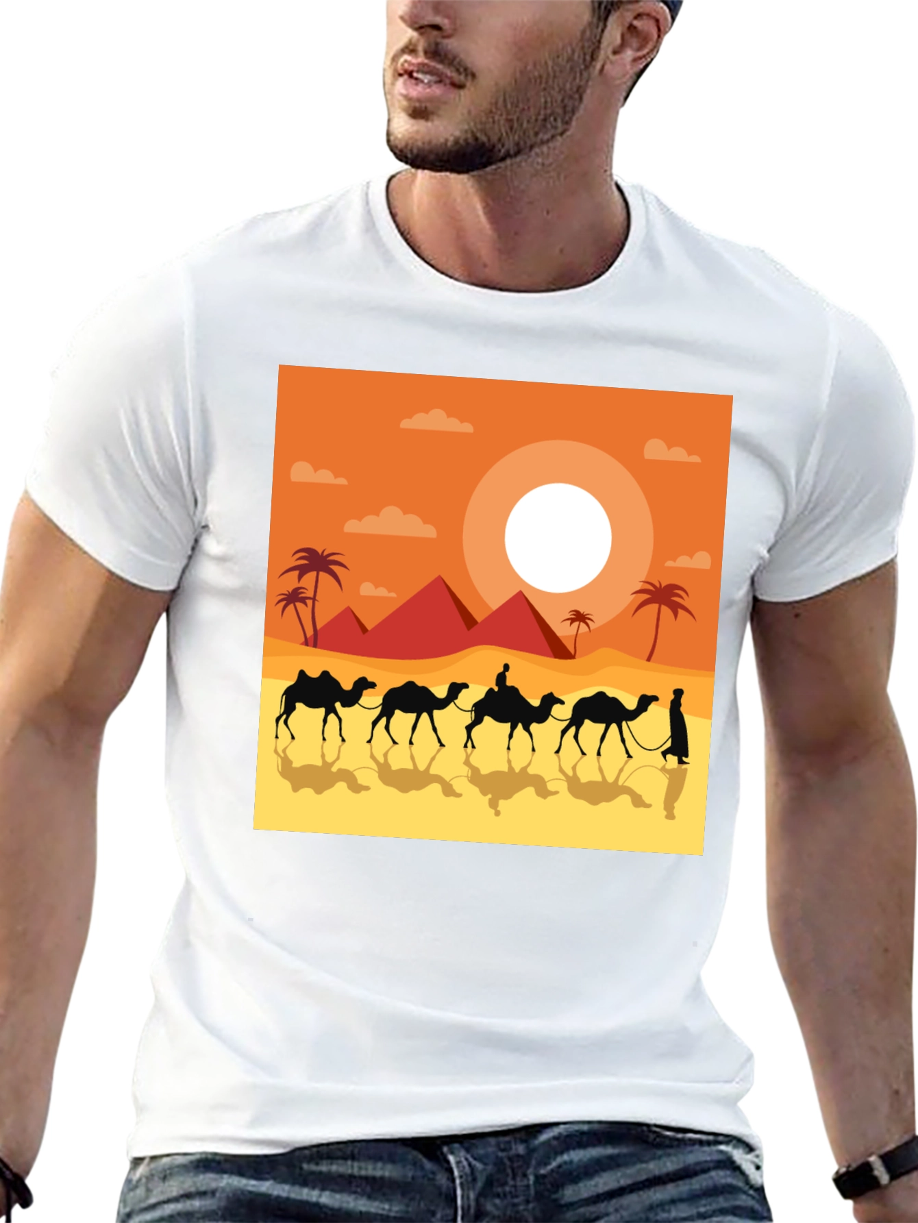 Black Desert Caravan Graphic Tee - Unisex Black T-Shirt view 13