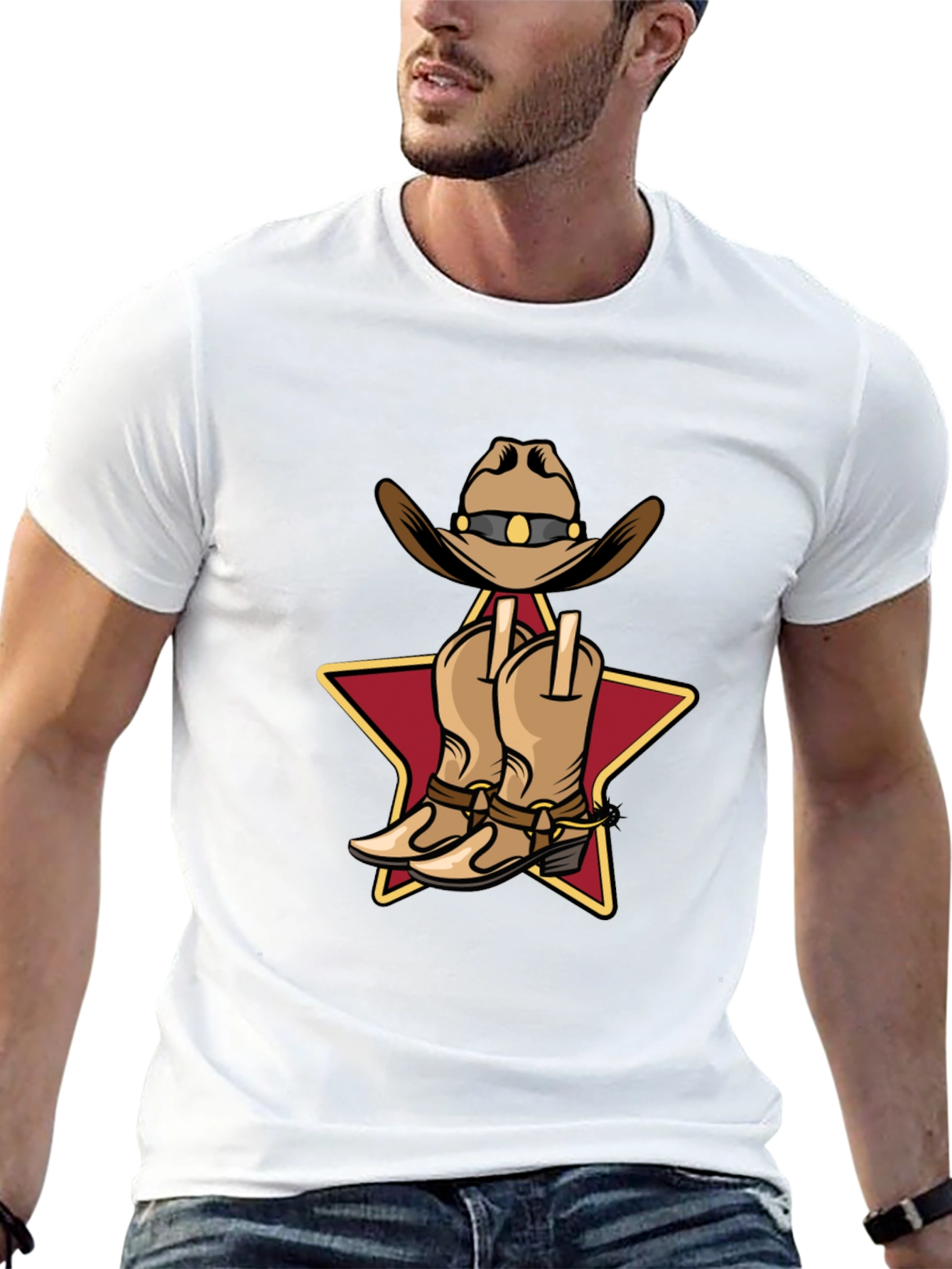 Black Cowboy Hat and Boots Graphic T-Shirt view 13