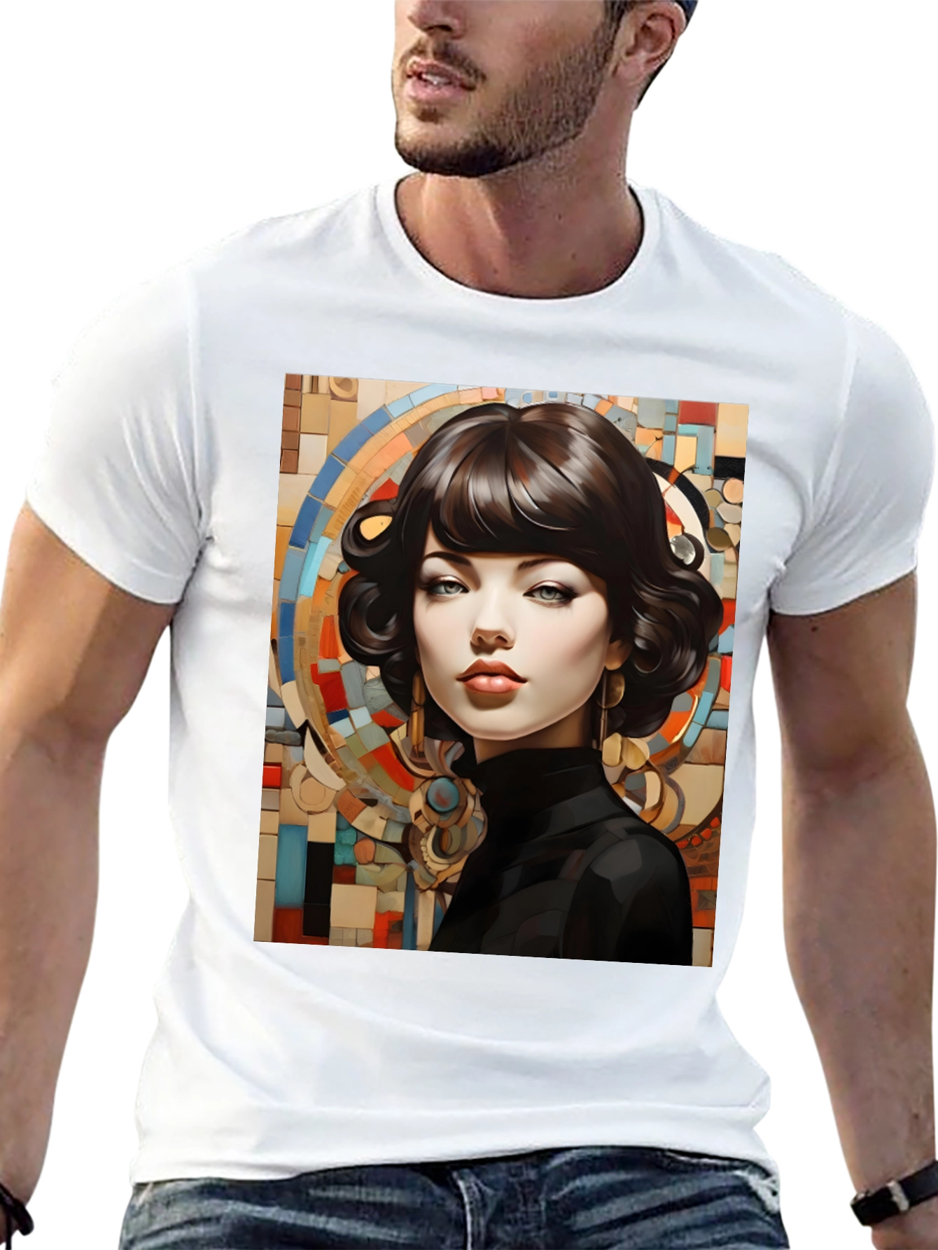 Black Elegant Woman Portrait T-Shirt view 13