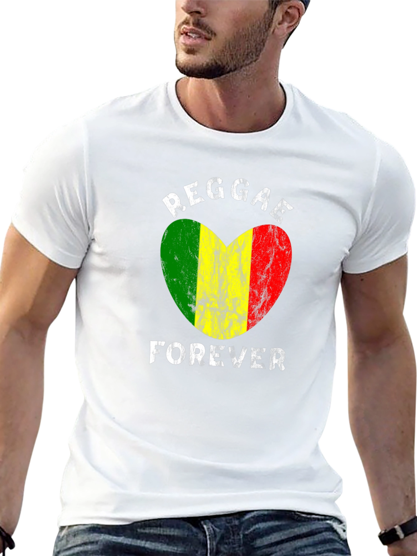 Black Reggae Forever Heart Graphic T-Shirt view 13