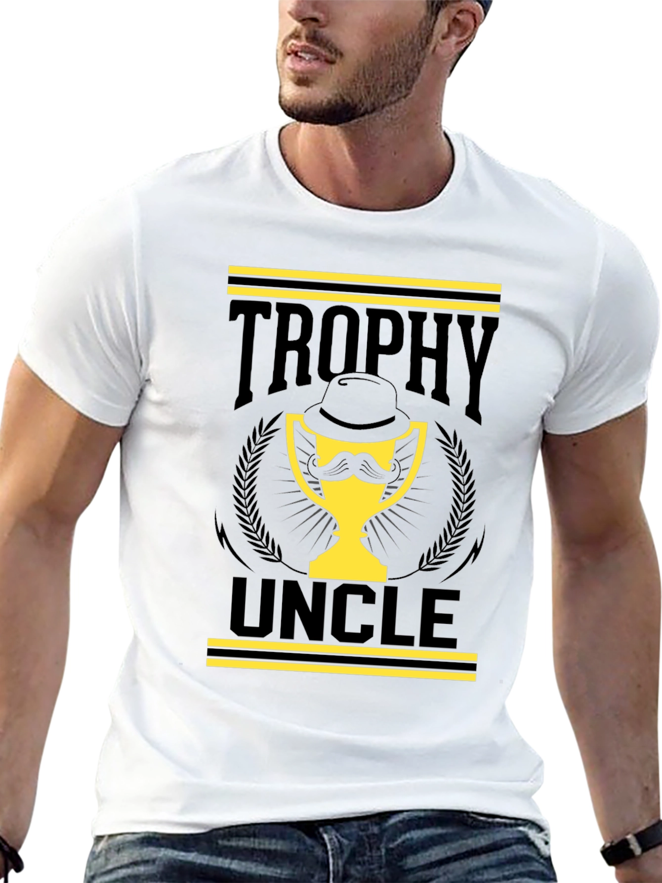 Black Trophy Uncle Graphic Tee - Black Cotton T-Shirt view 13