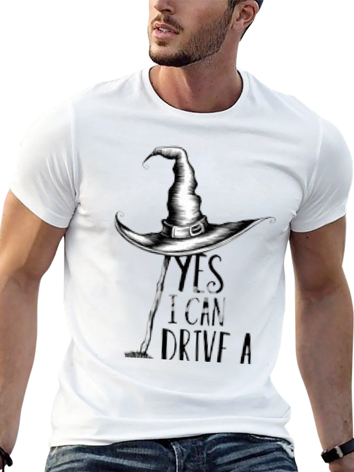 Black Witch Hat T-Shirt - Yes I Can Drive A Stick Tee view 13