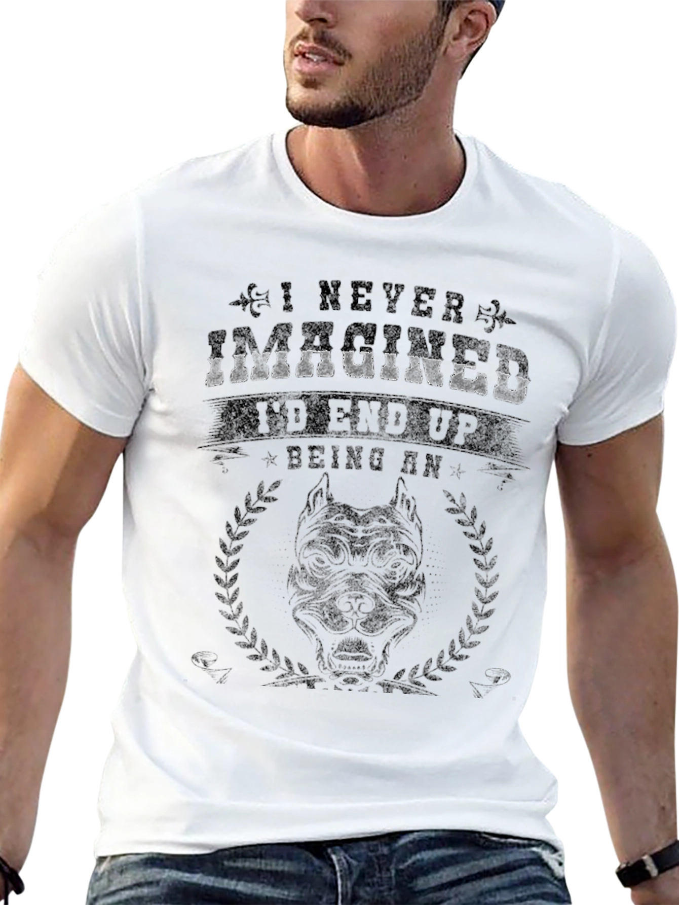 Black I Never Imagined Pitbull T-Shirt view 13