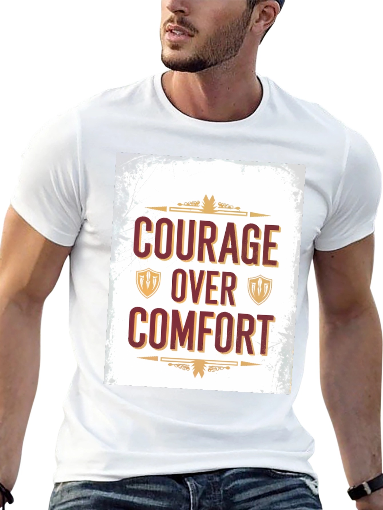 Black Courage Over Comfort Graphic Tee - Motivational Design view 13