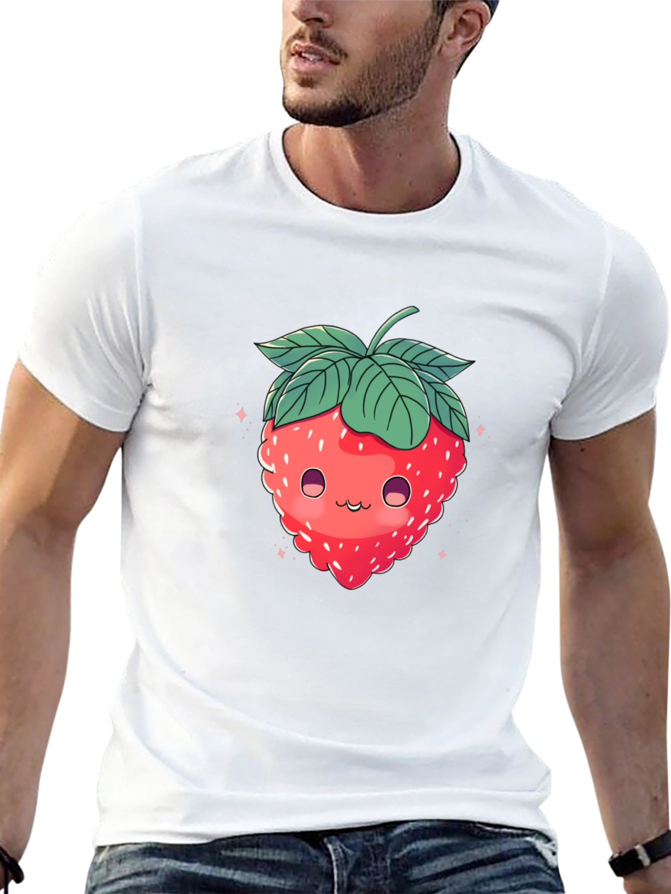 Black Cute Strawberry Graphic Black T-Shirt view 13