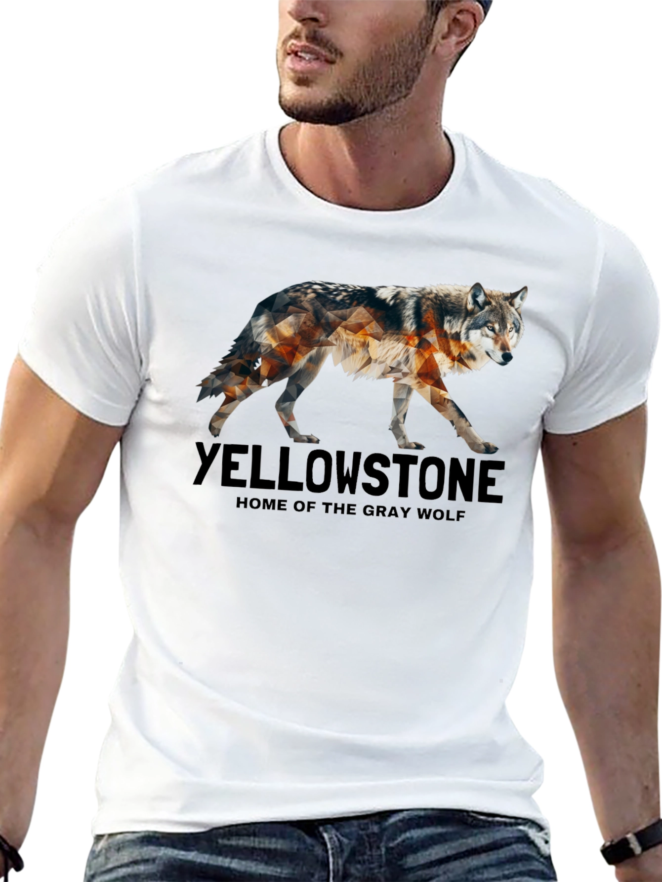 Black Yellowstone Wolf Graphic Tee - Nature Inspired Design view 13