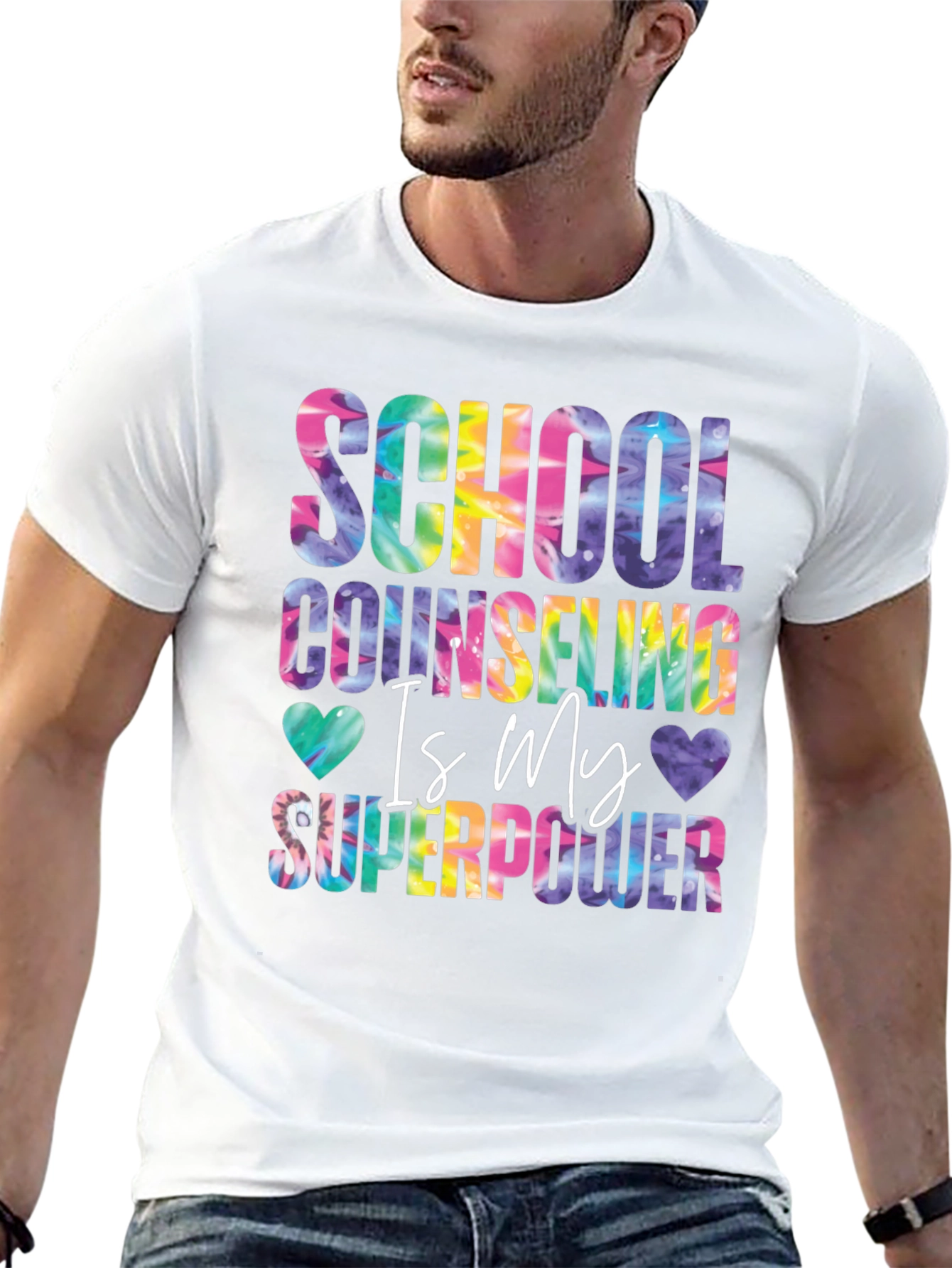 Black School Counselor Superpower Tie Dye Graphic Tee view 13