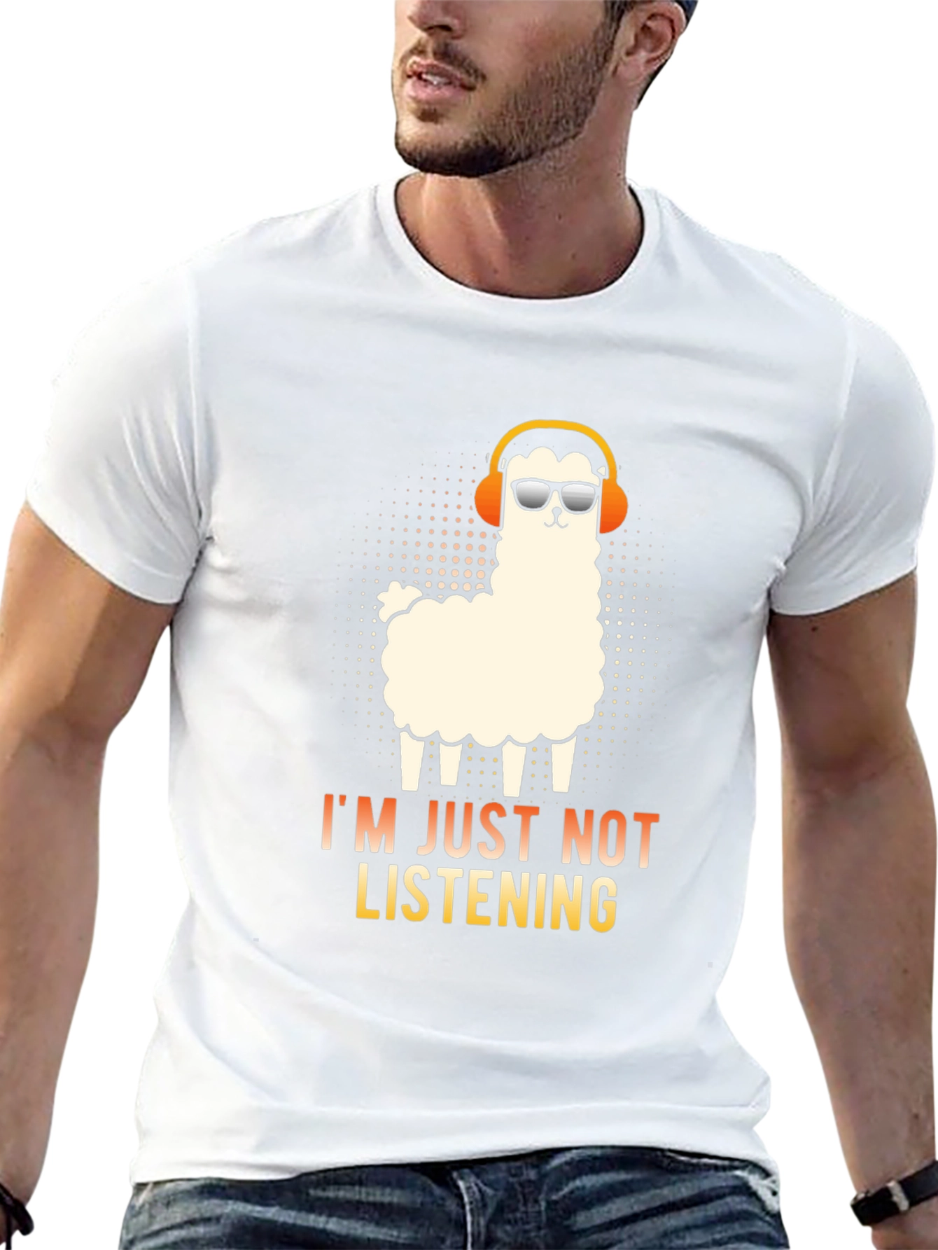 Black Llama Headphones Graphic T-Shirt - I'm Just Not Listening view 13
