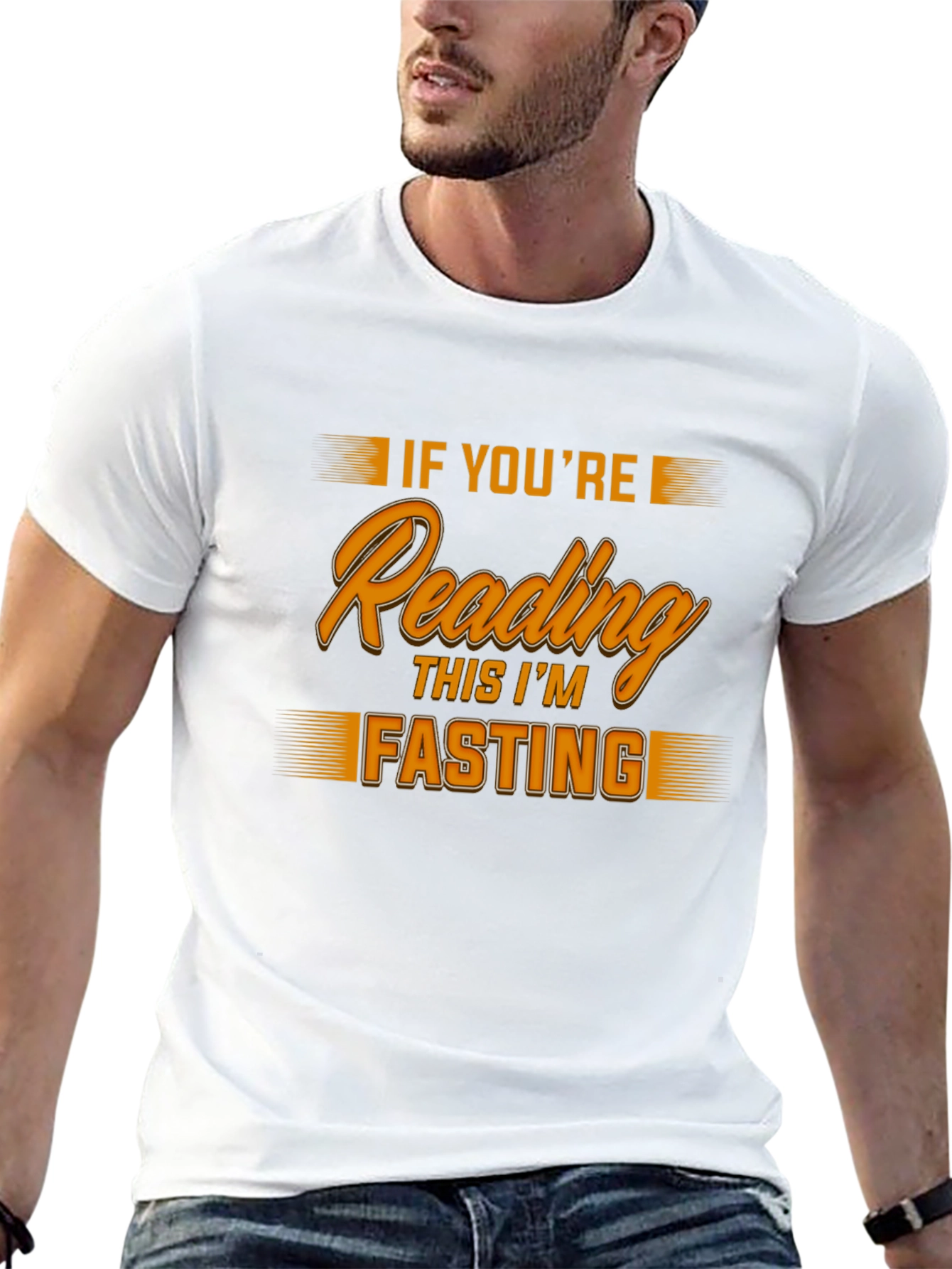 Black Funny Fasting T-Shirt - If You're Reading This I'm Fasting view 13