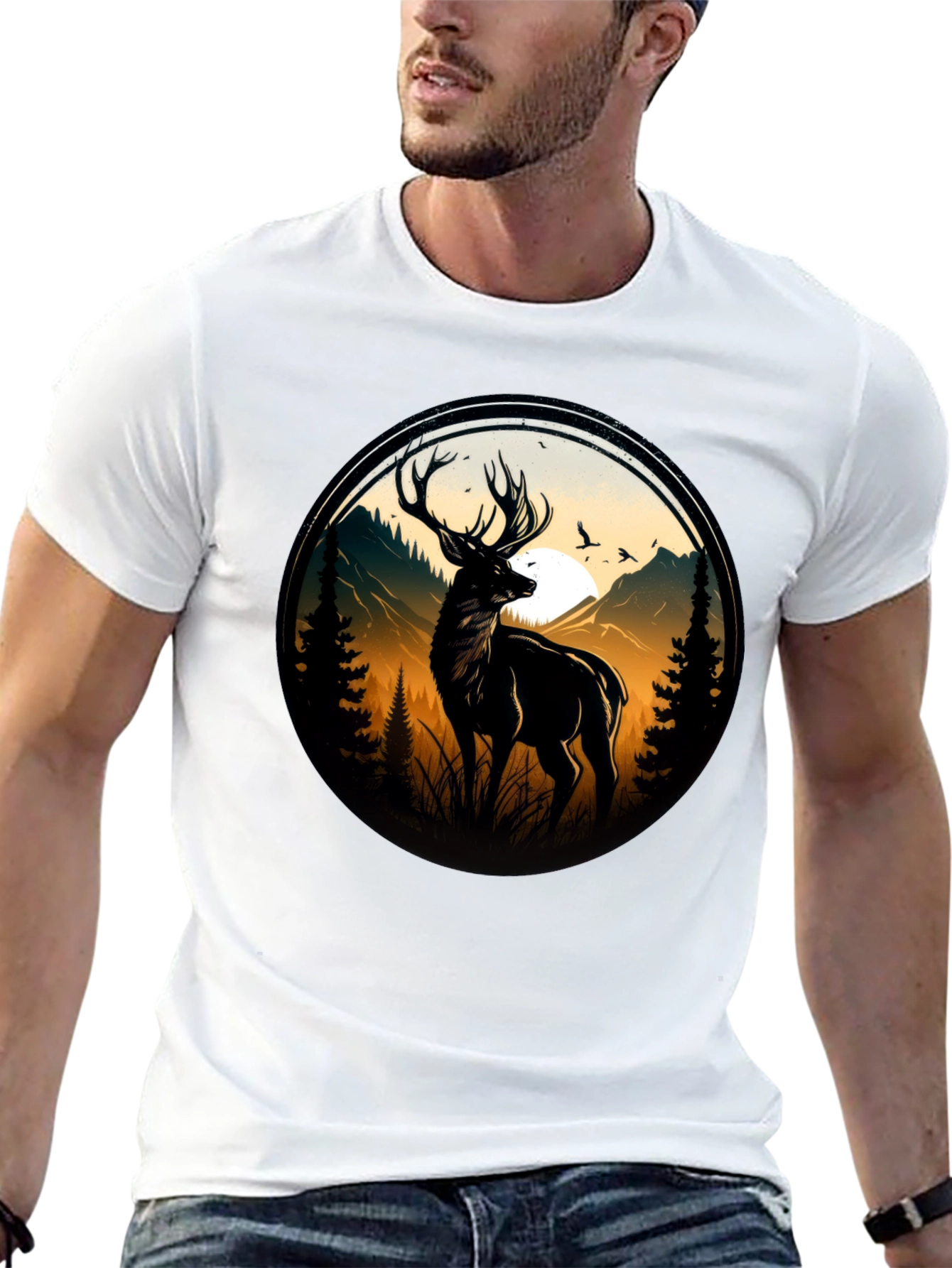 Black Deer Silhouette Graphic Tee - Black view 13