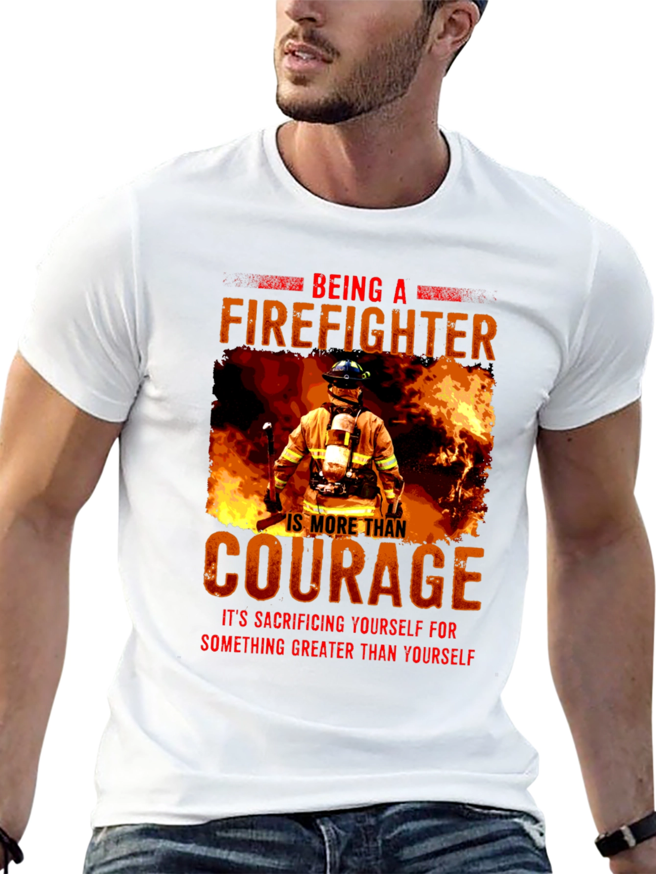 Black Firefighter Courage T-Shirt view 13