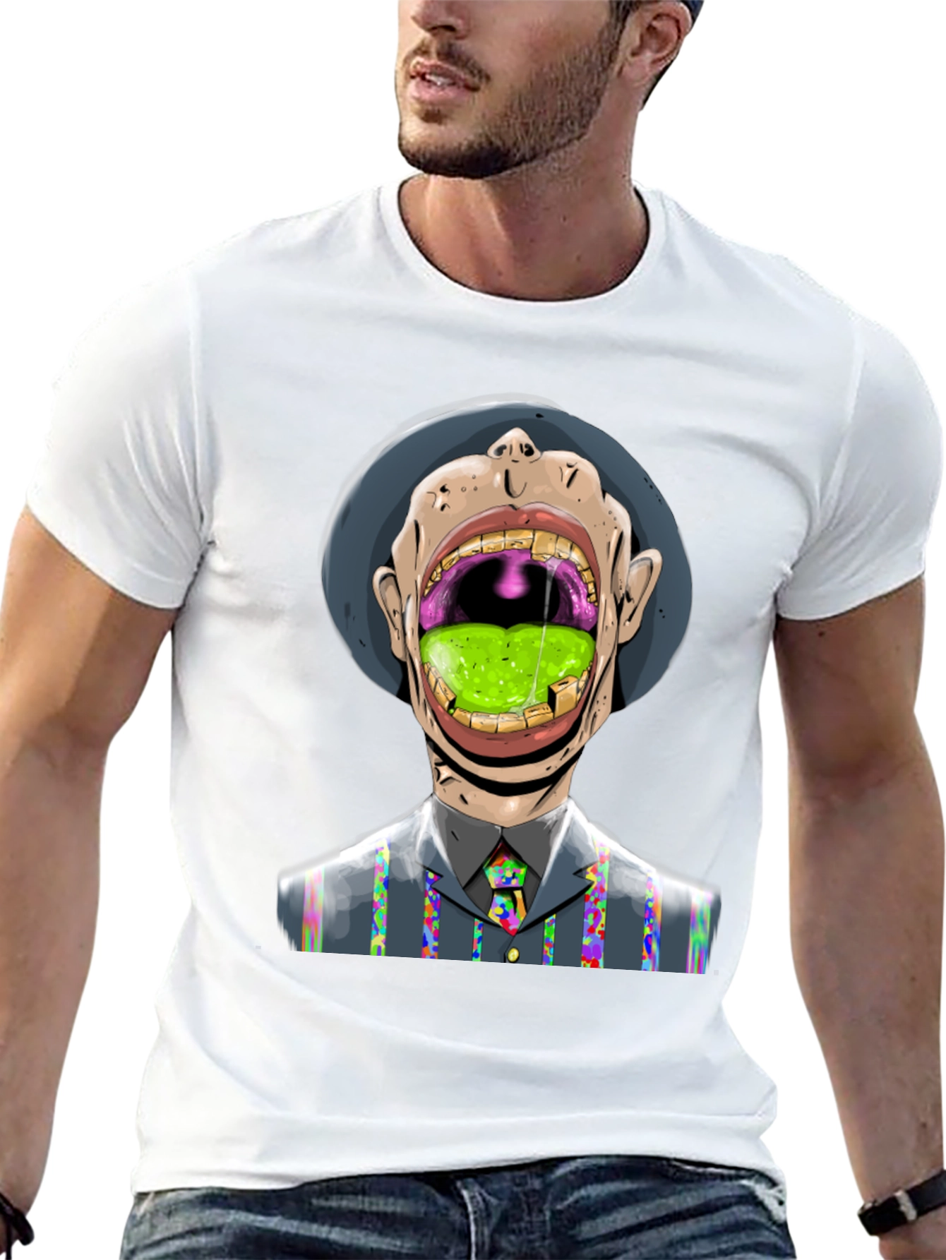 Black Grotesque Art T-Shirt - Unique & Eye-Catching view 13