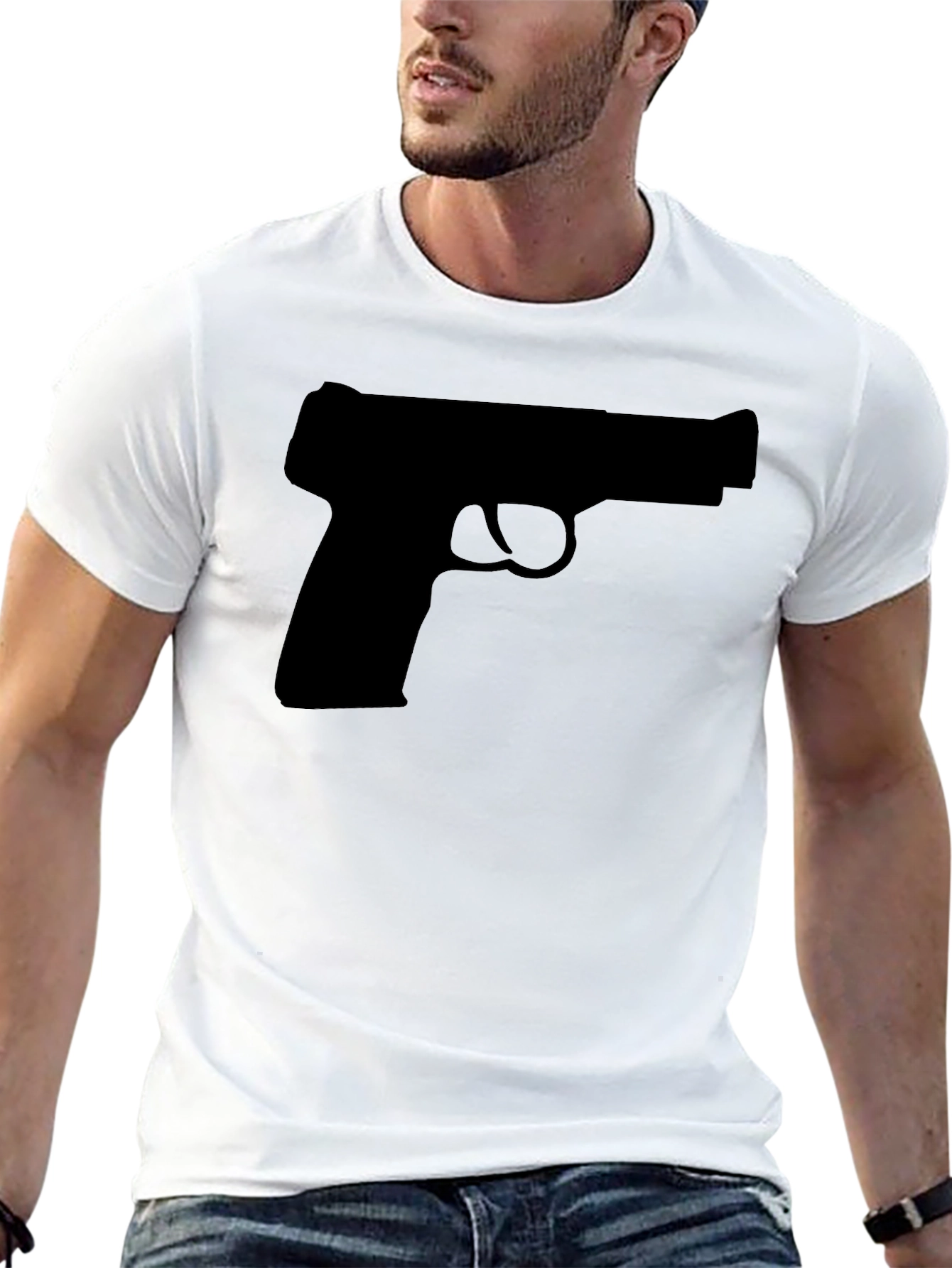 Gun Silhouette T-Shirt - Classic Black Tee - 13