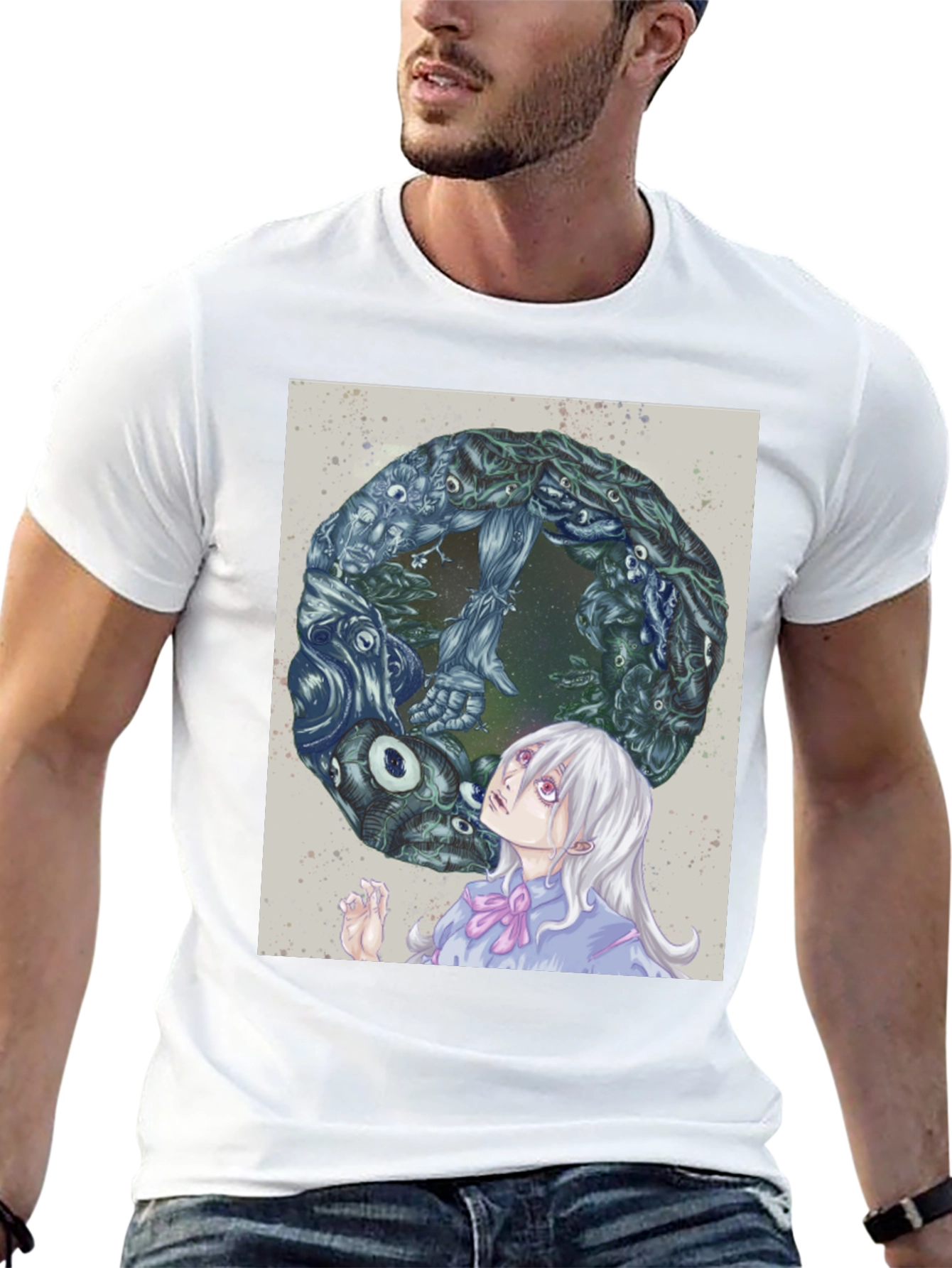 Black Anime Graphic Print Black T-Shirt view 13