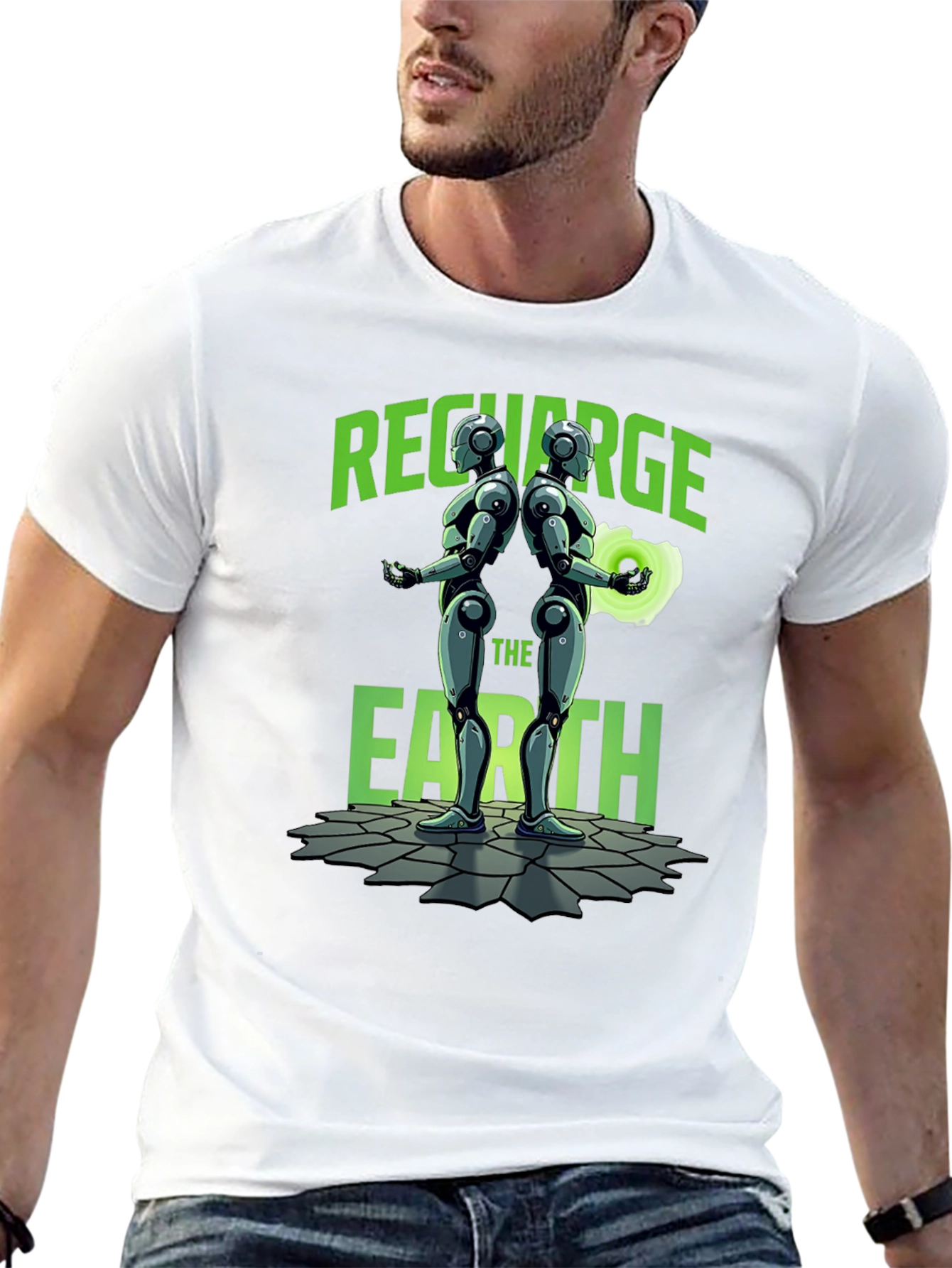 Black Recharge The Earth Graphic T-Shirt - Black view 13