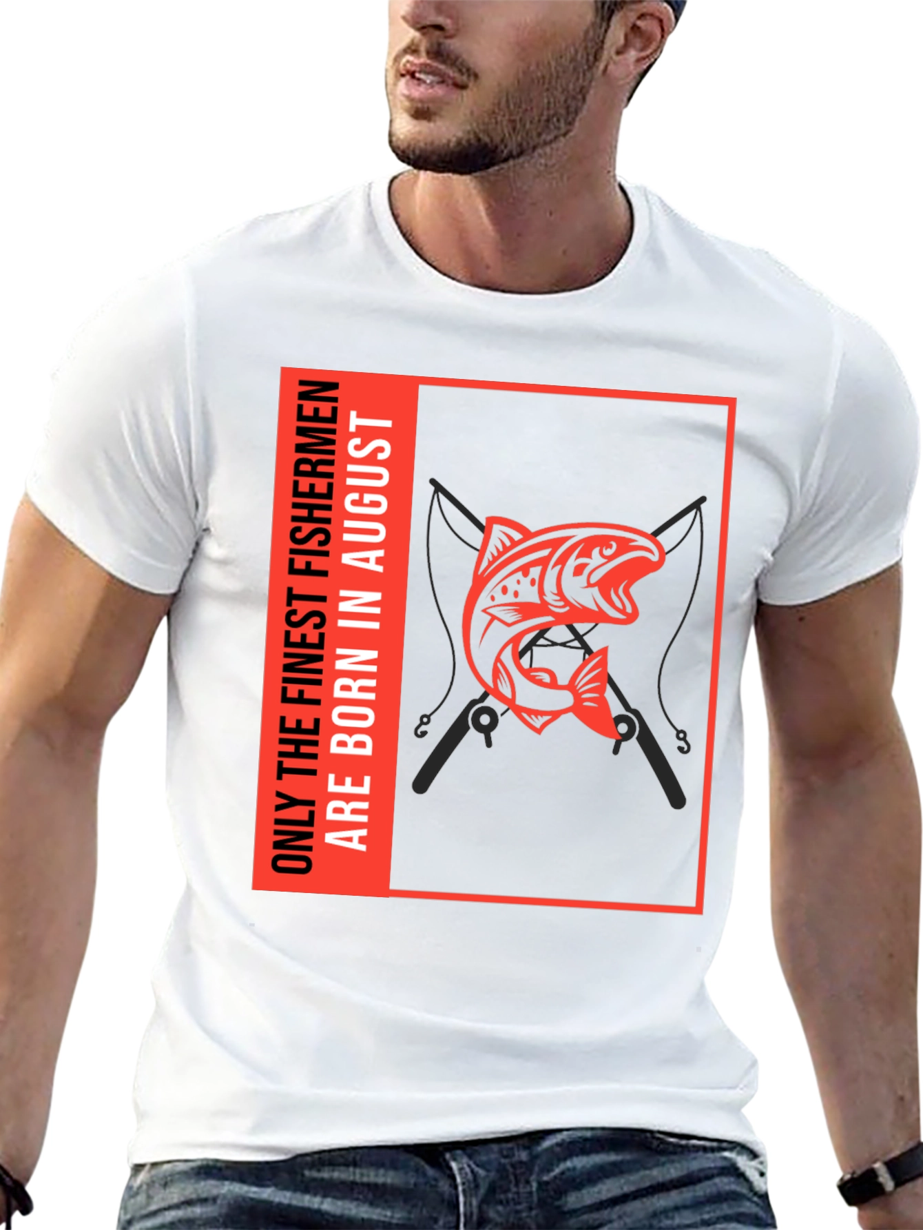 Black Finest Fishermen August Birthday T-Shirt view 13