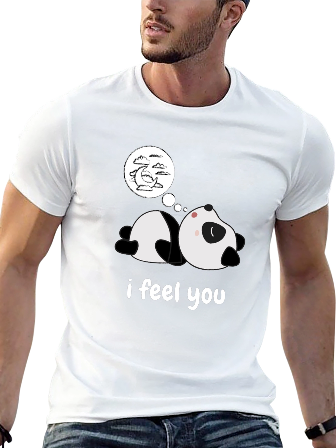 Black Dreamy Panda Black T-Shirt - I Feel You view 13