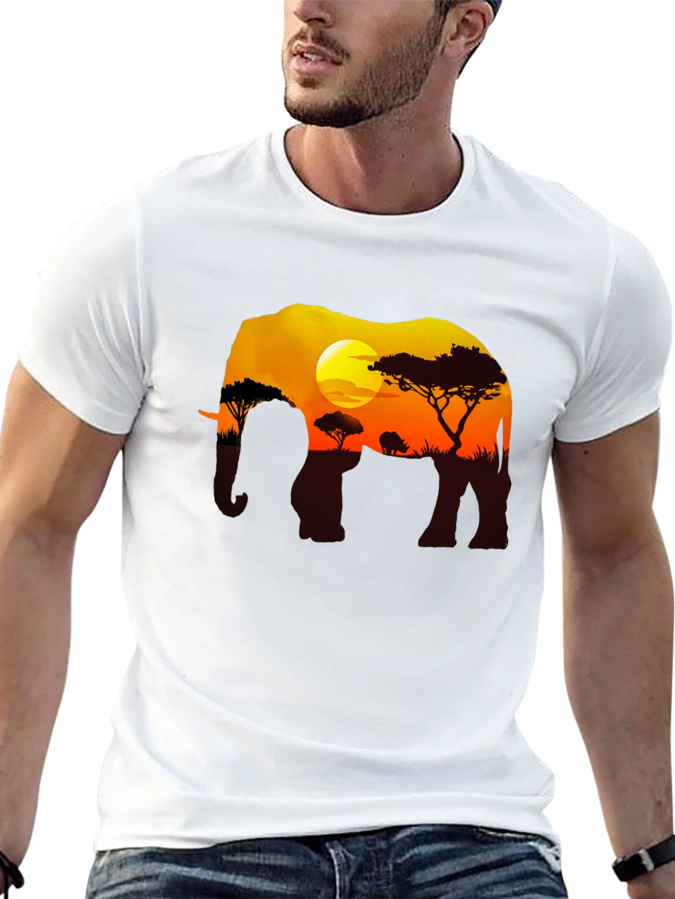 Black Elephant Sunset Graphic Tee - Black Safari Shirt view 13