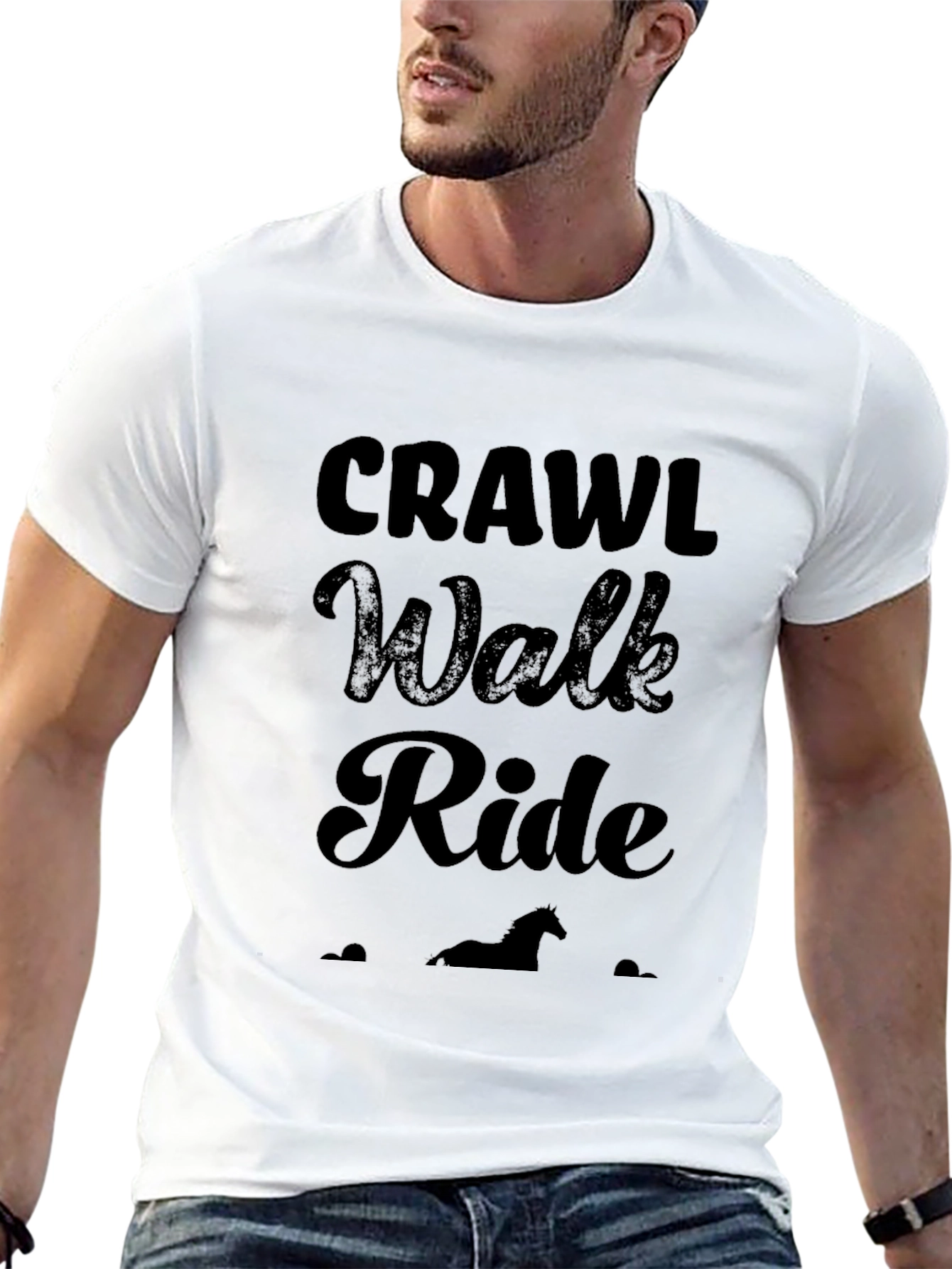 Black Crawl Walk Ride Horse Lover T-Shirt view 13