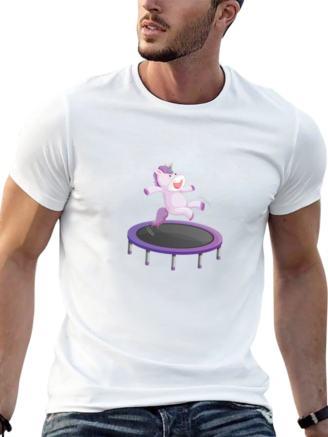 Black Unicorn Trampoline T-Shirt view 13