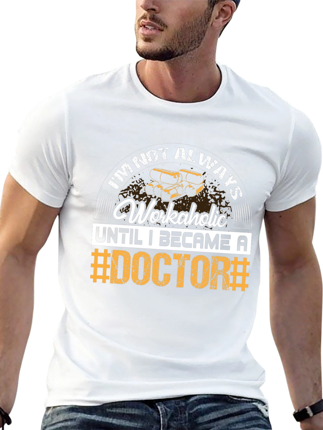 Black Workaholic Doctor T-Shirt - Funny Medical Gift view 13