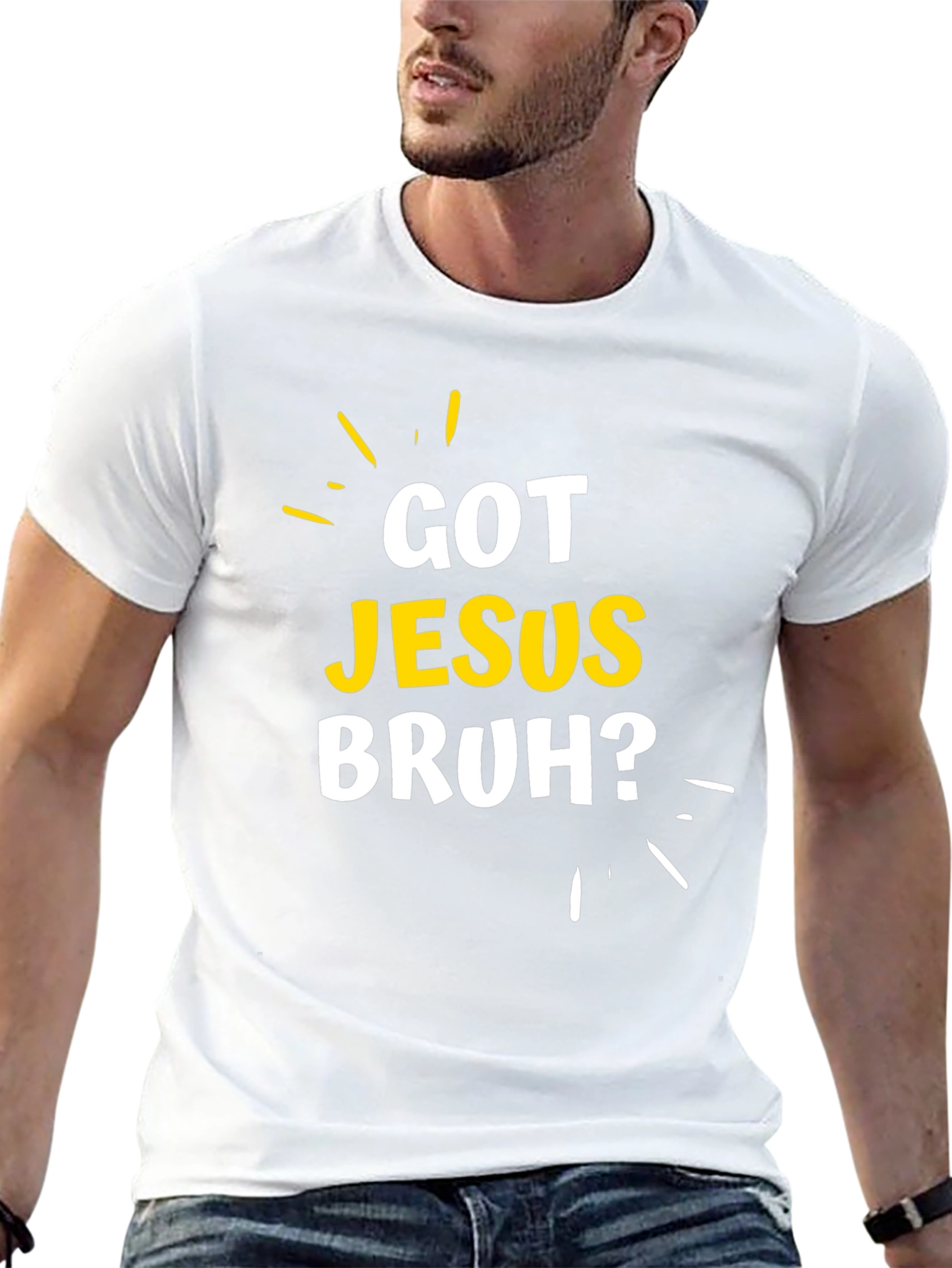 Black Got Jesus Bruh? Graphic T-Shirt - Christian Apparel view 13