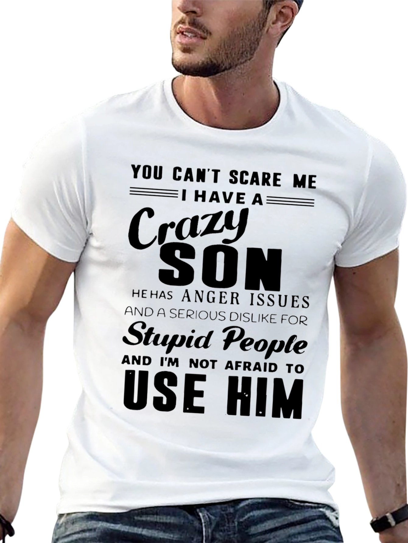 Black Crazy Son T-Shirt - Dad Gift, Anger Issues view 13