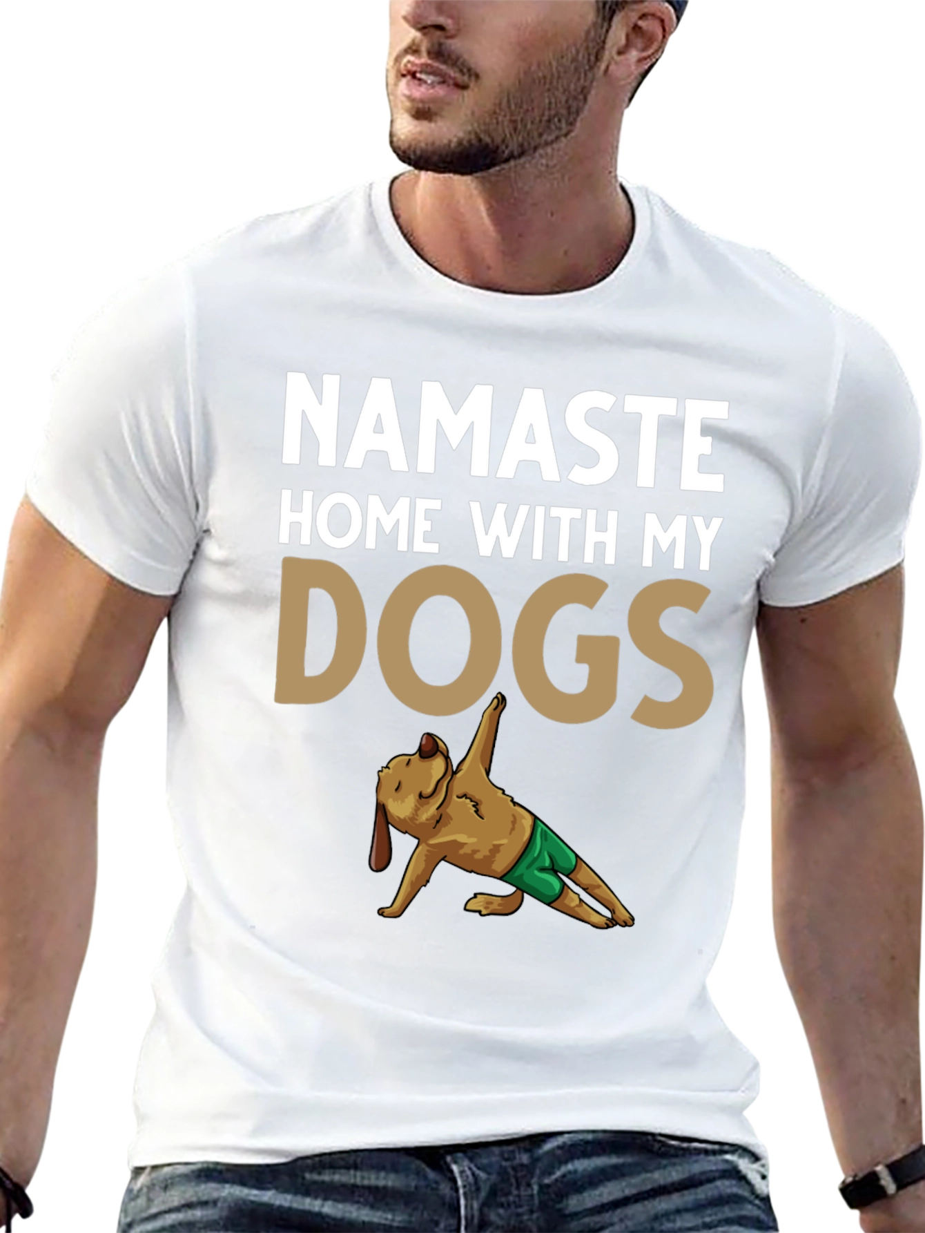 Black Namaste Home With My Dogs Graphic Tee view 13