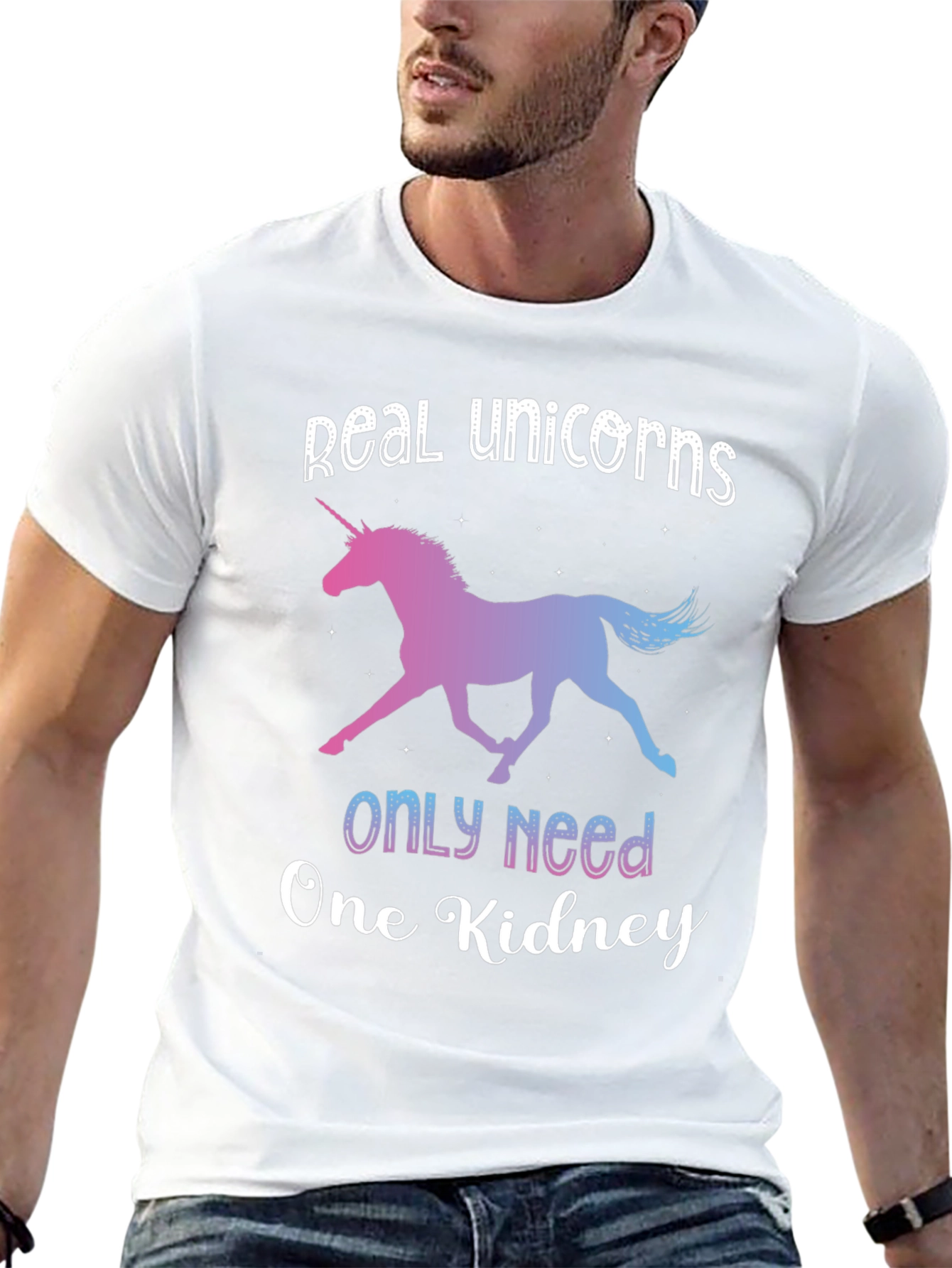 Black Real Unicorns One Kidney Novelty T-Shirt view 13