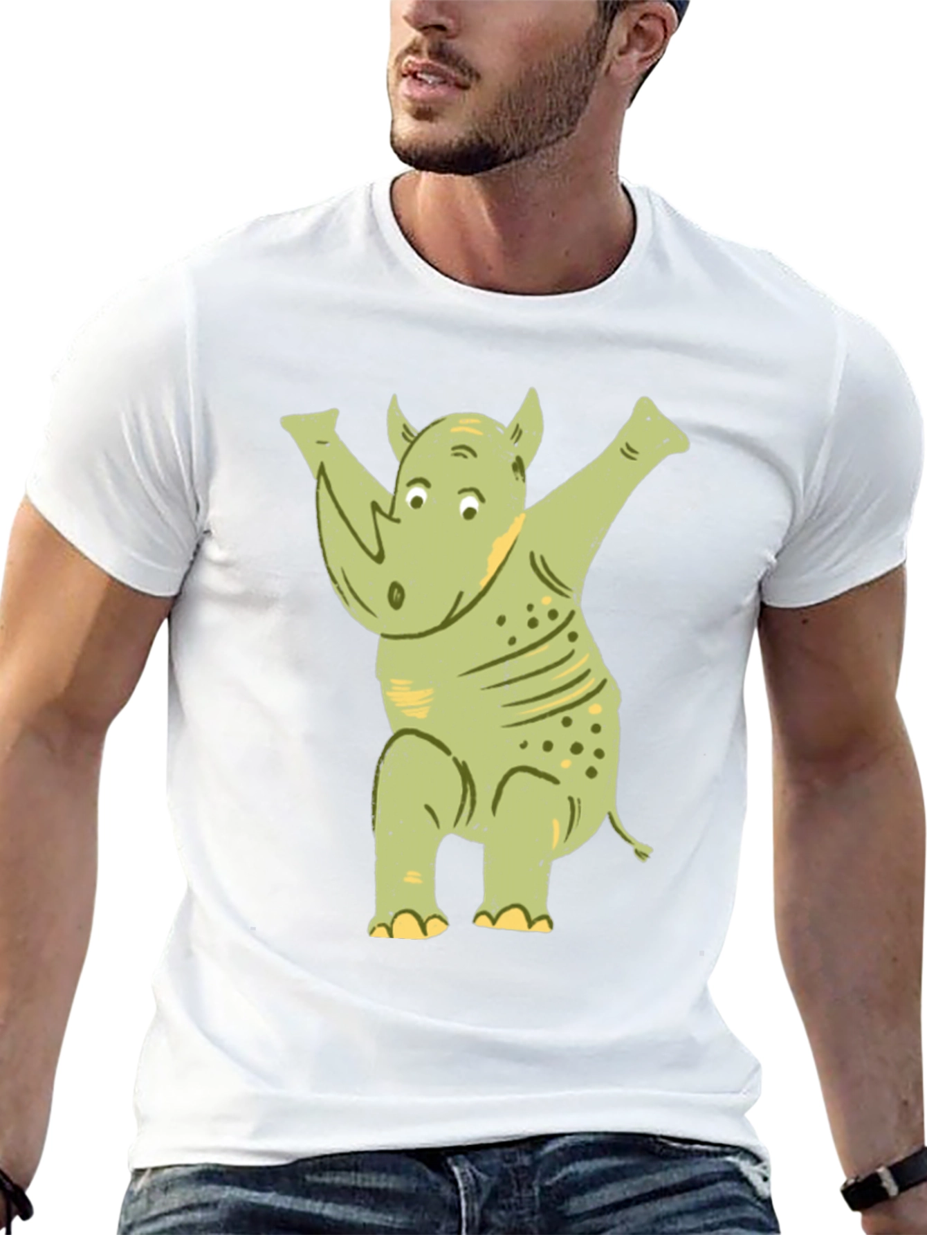 Black Funny Rhino Dab T-Shirt view 13