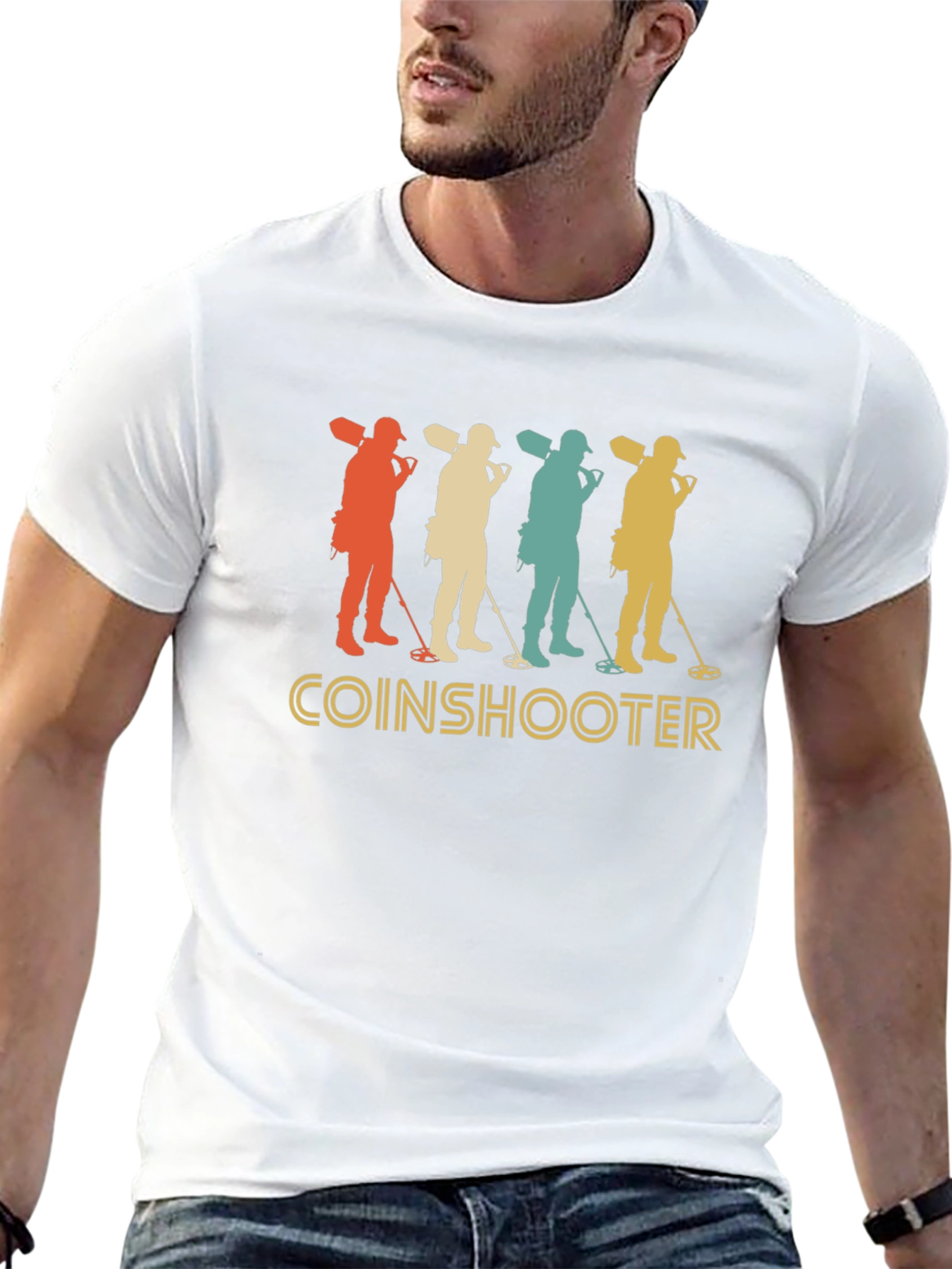 Black Coinshooter Retro T-Shirt - Metal Detecting Tee view 13