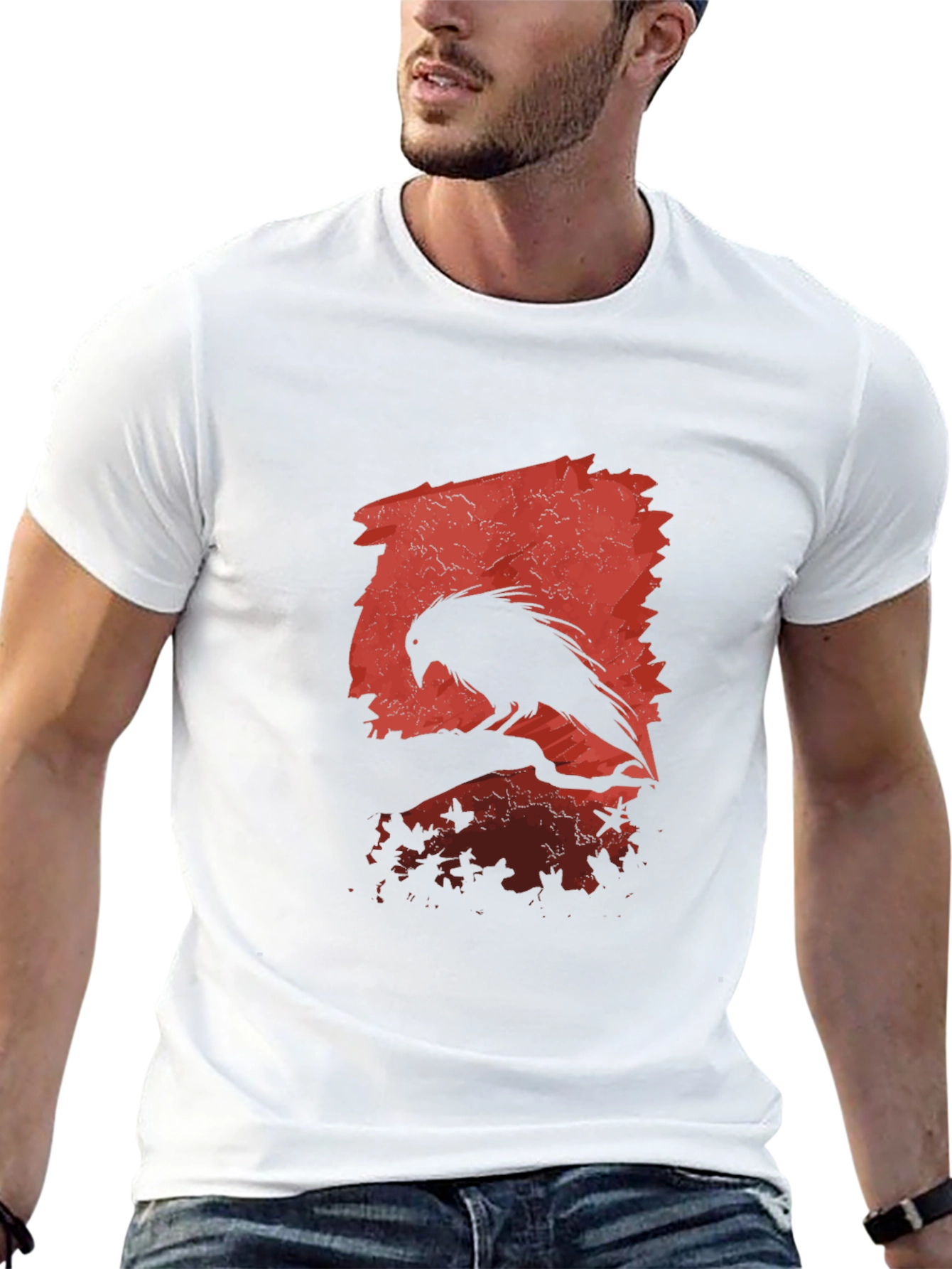 Black Raven Silhouette Graphic Black T-Shirt view 13