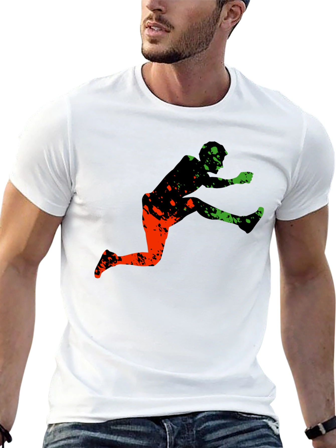 Black Athletic Graphic Tee - Leap Over Obstacles in Style view 13